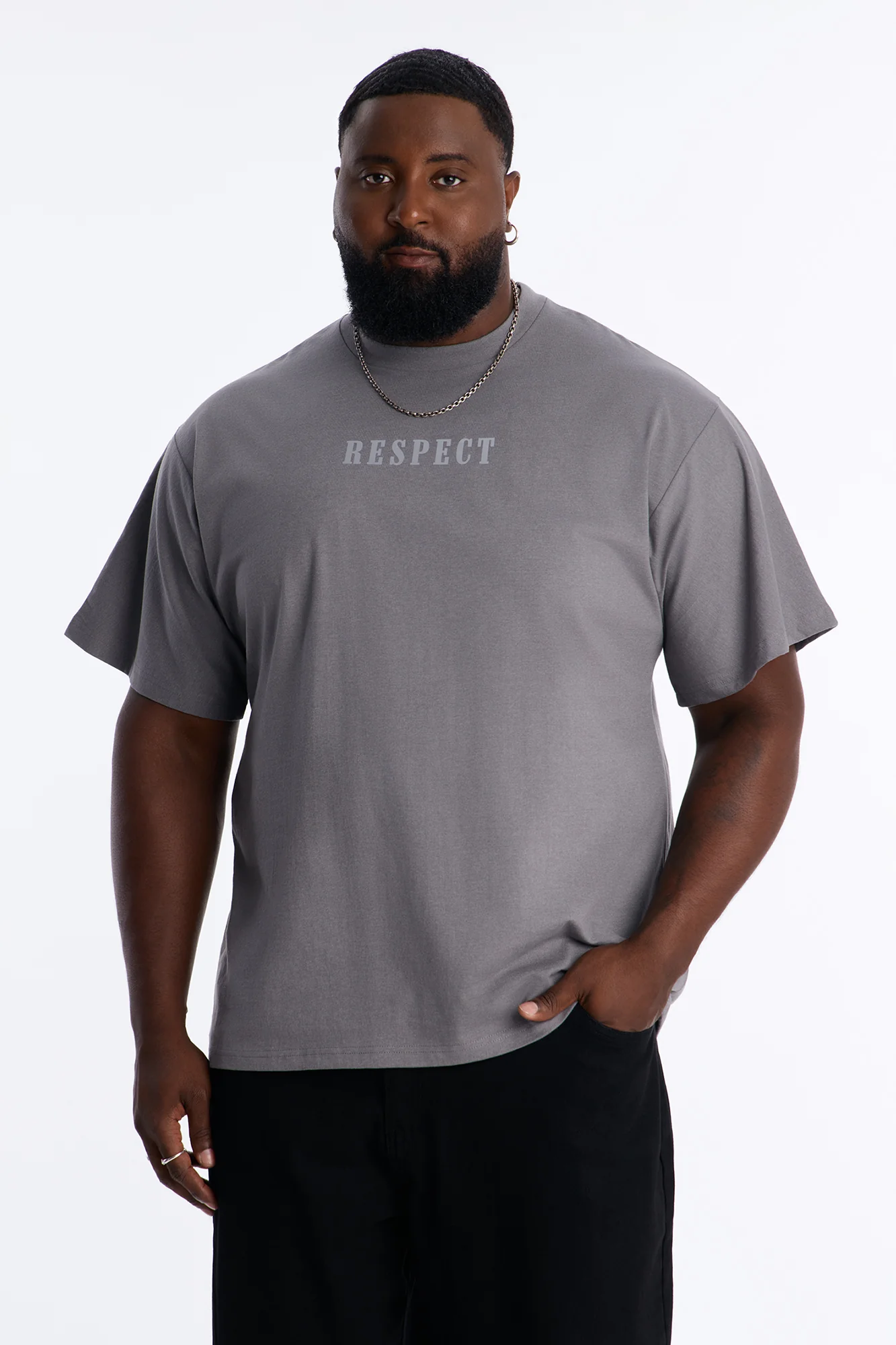 Respect Heavy Weight Oversized Short Sleeve Tee - Grey - Image 4