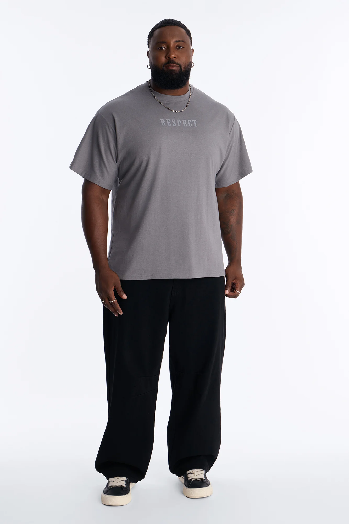 Respect Heavy Weight Oversized Short Sleeve Tee - Grey - Image 5