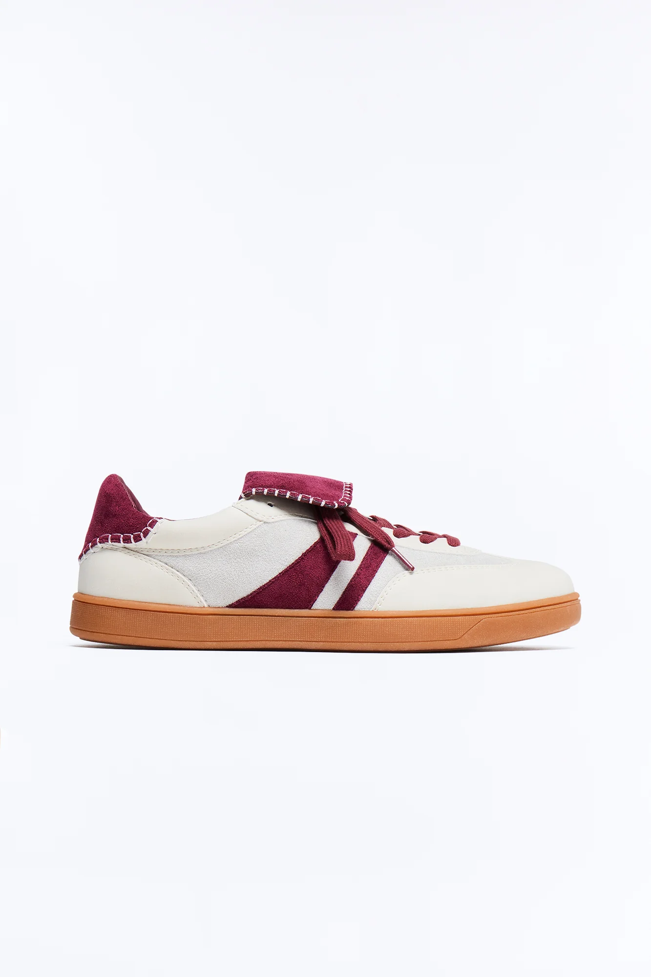 Retro Panel Faux Suede Low Lace Up Sneaker - Taupe - Image 3