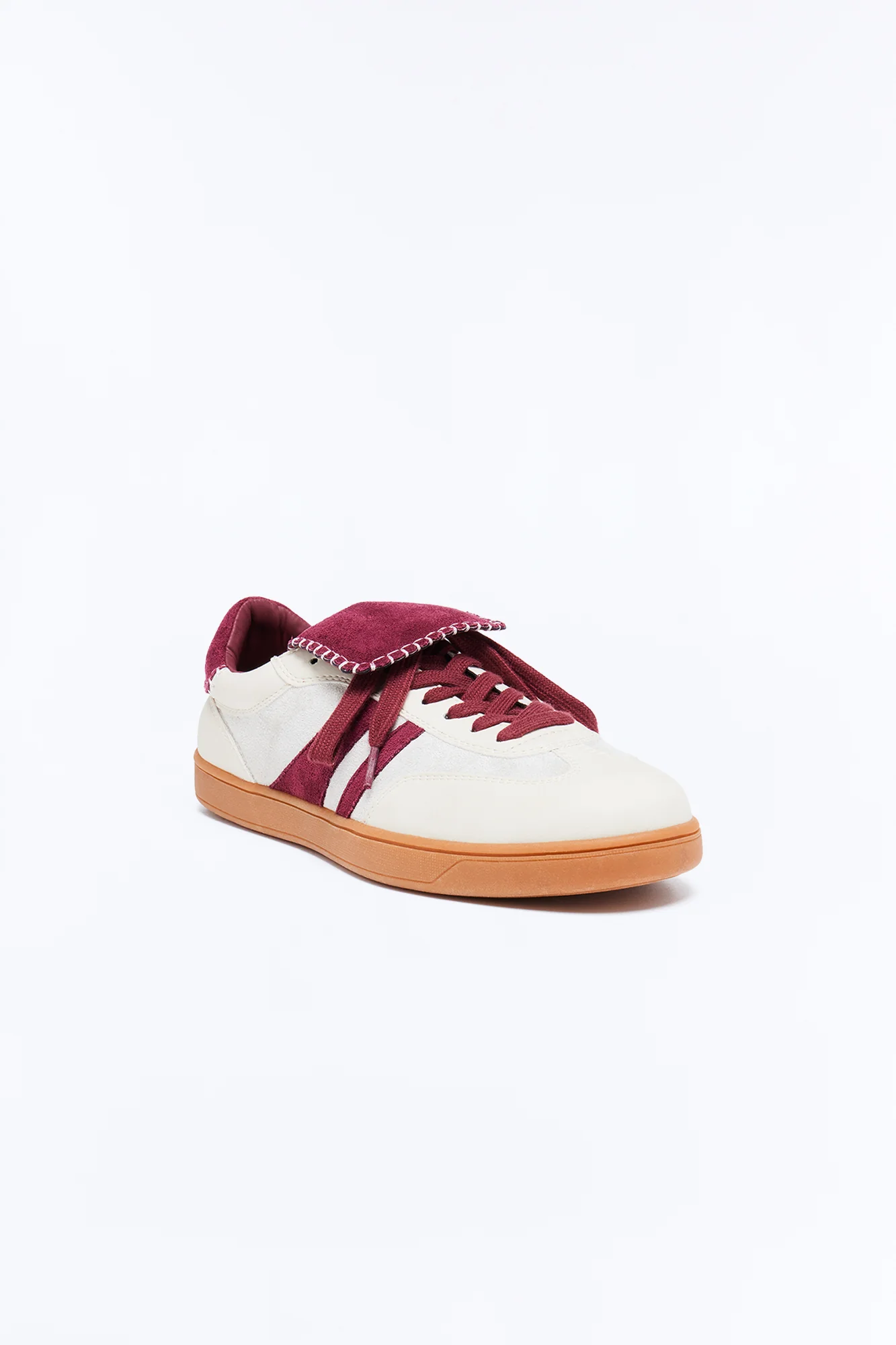 Retro Panel Faux Suede Low Lace Up Sneaker - Taupe - Image 4