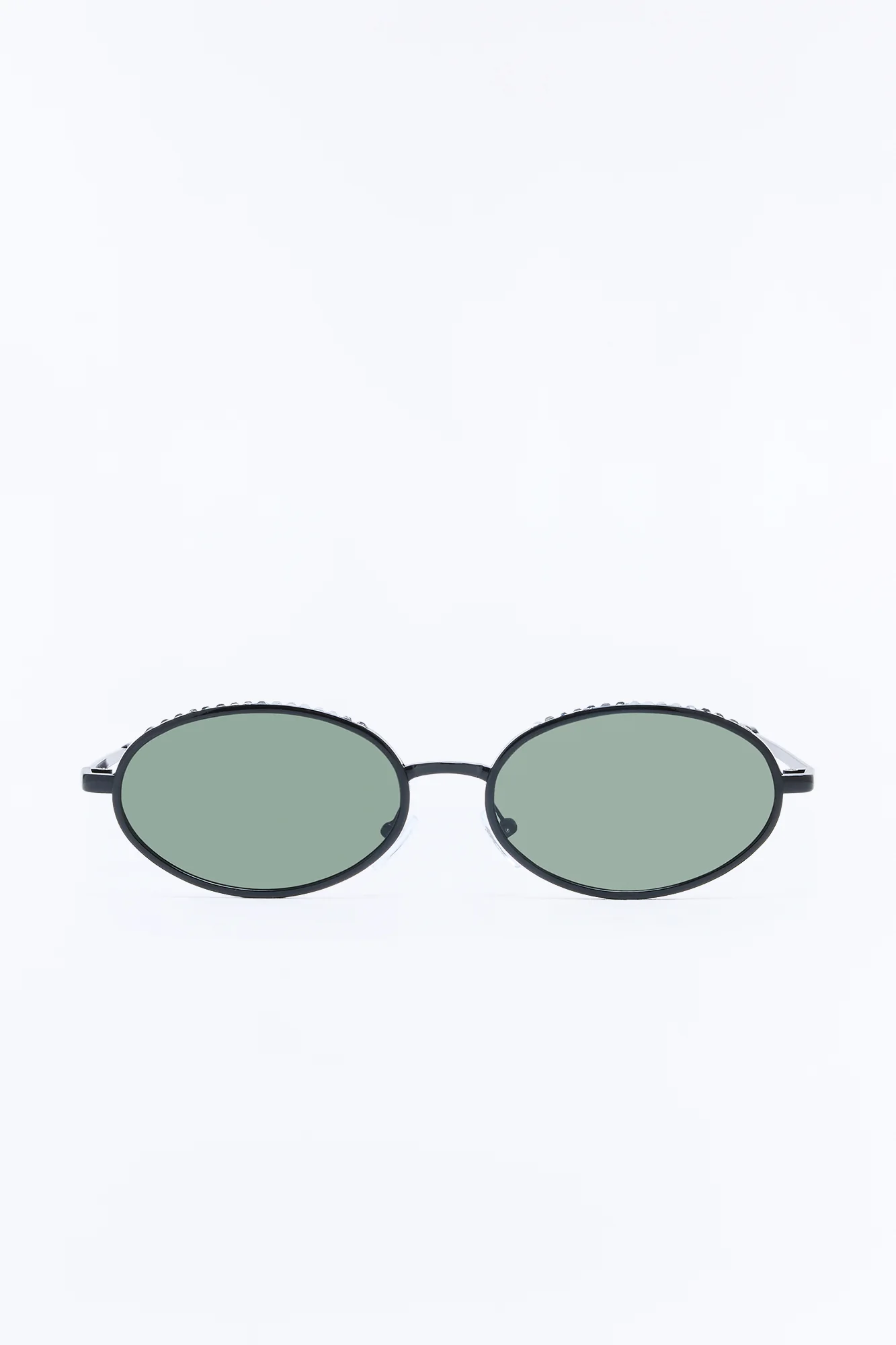 Revived Rhinestone Circular Sunglasses - Black - Image 3