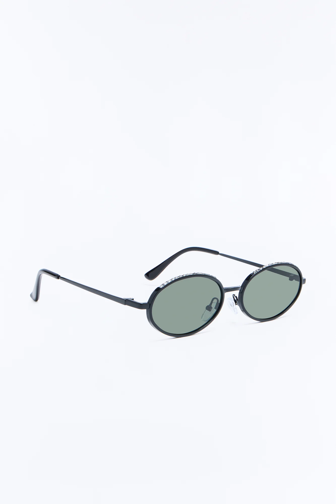 Revived Rhinestone Circular Sunglasses - Black - Image 4