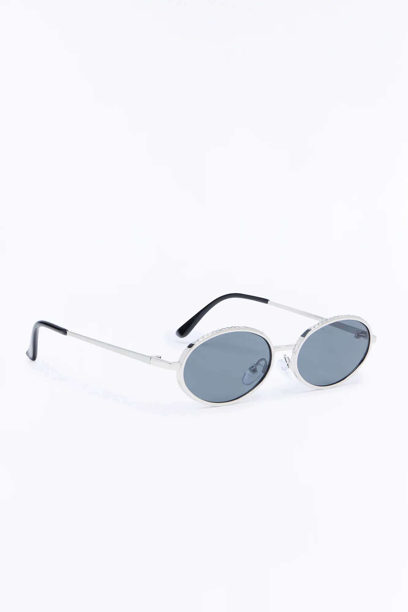 Revived Rhinestone Circular Sunglasses - Silver - Image 4