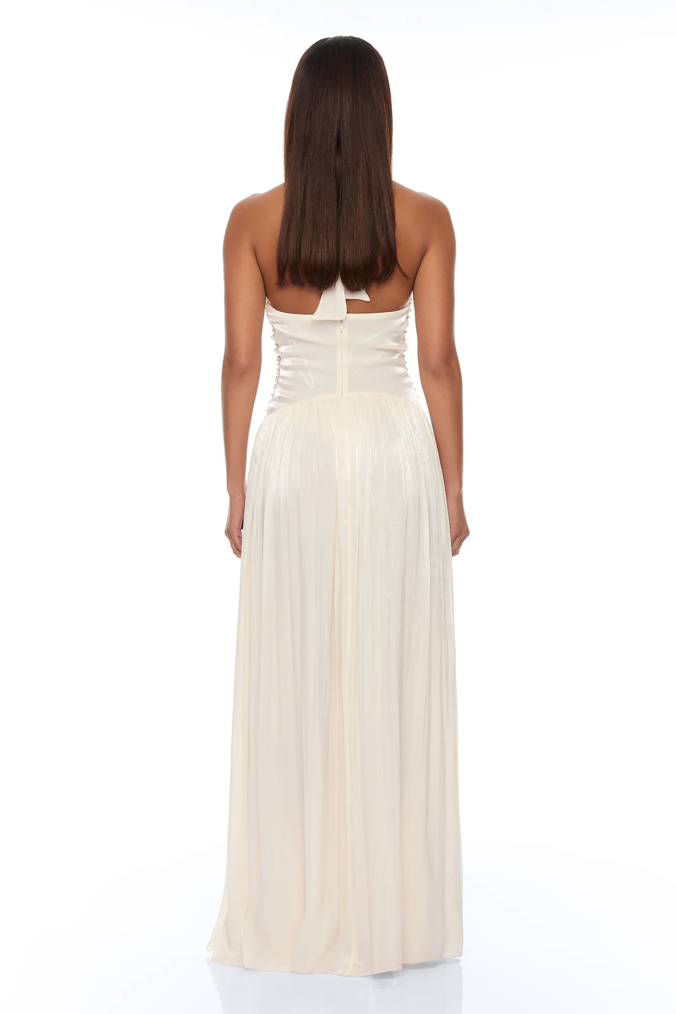 Rhiannon Embellished Halter Maxi Dress - Cream - Image 4