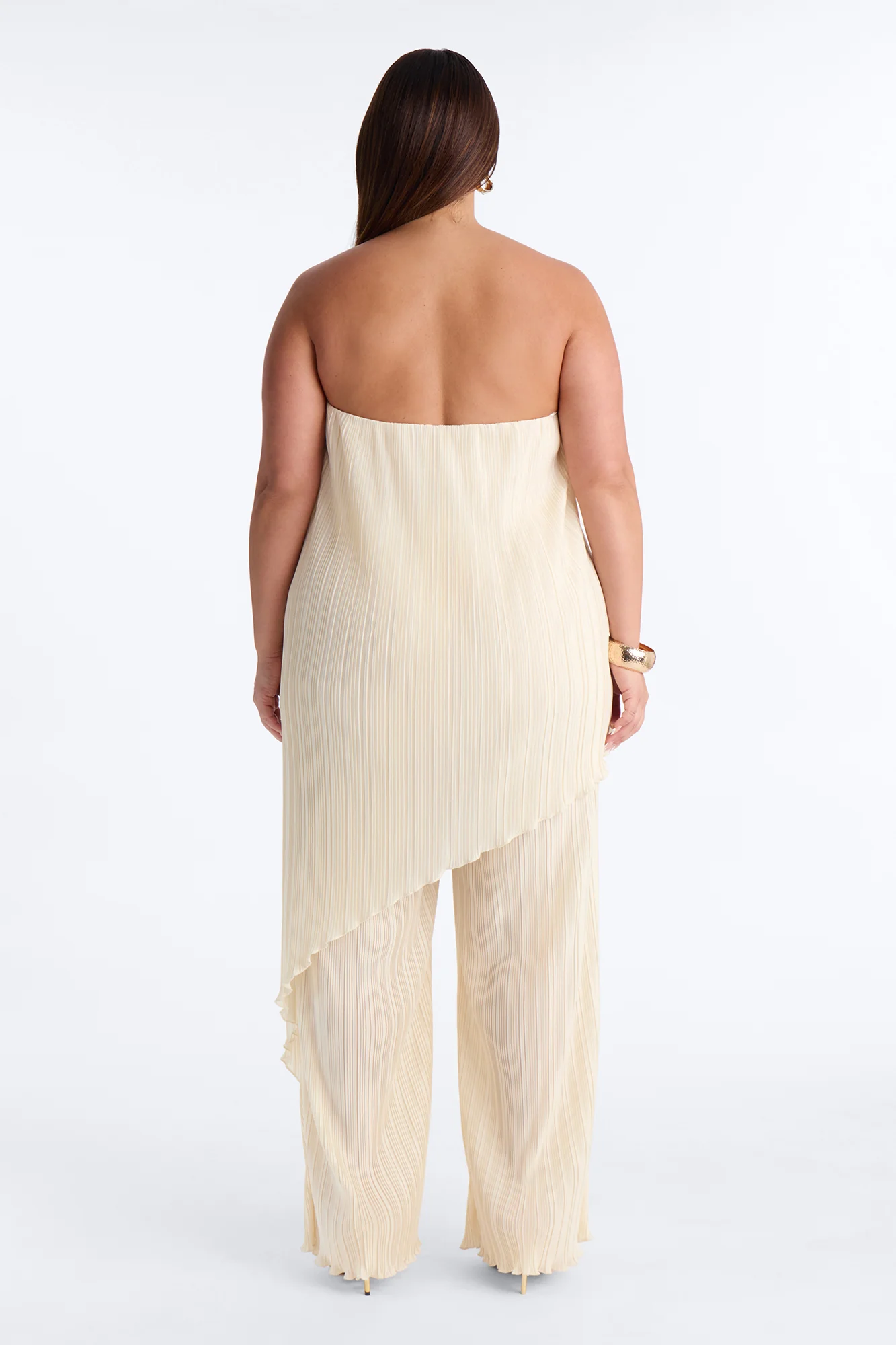 Rian Plisse Draped Jumpsuit - Cream - Image 7