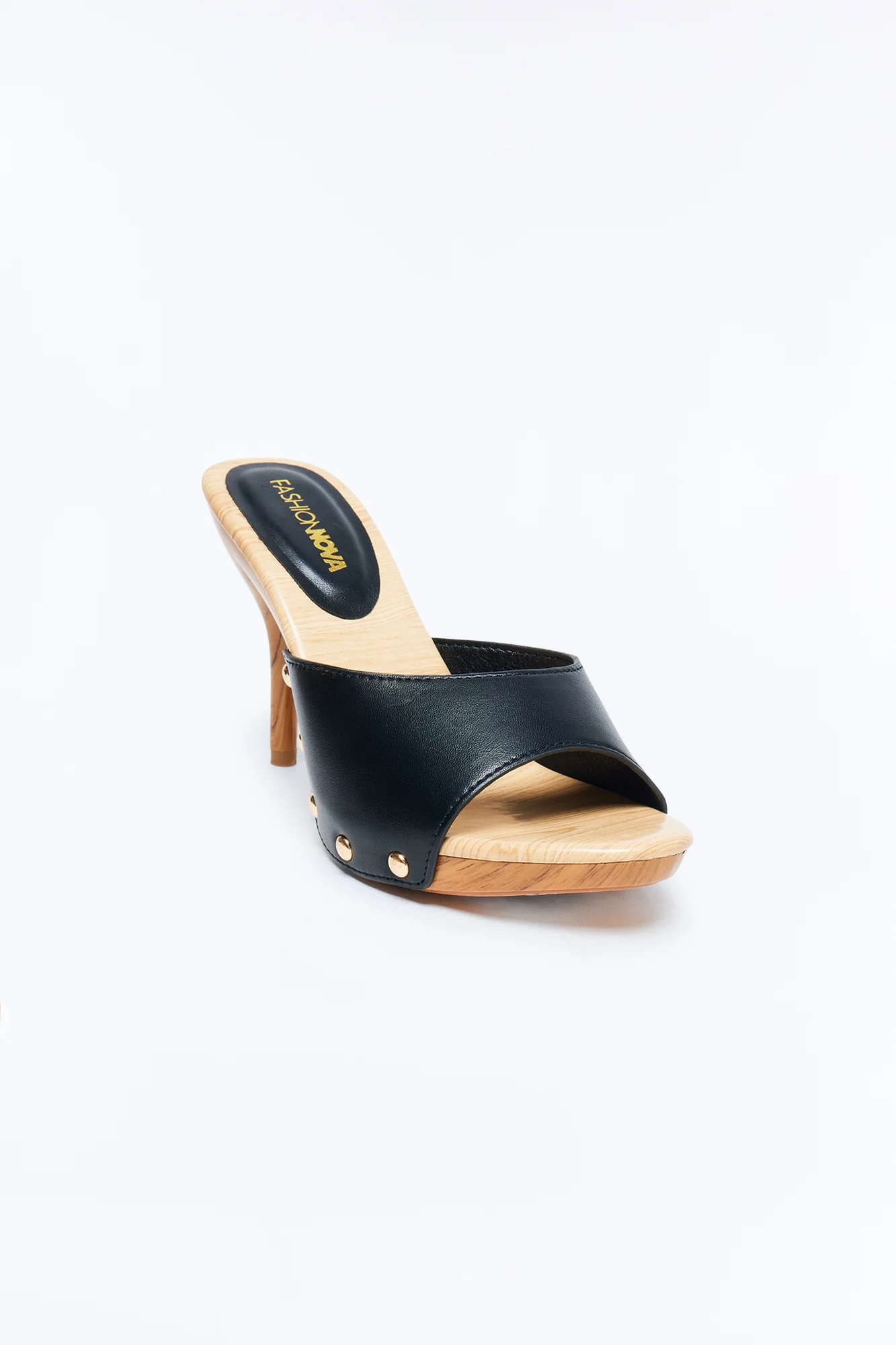 Rigby Studded Wood Heels - Black - Image 2