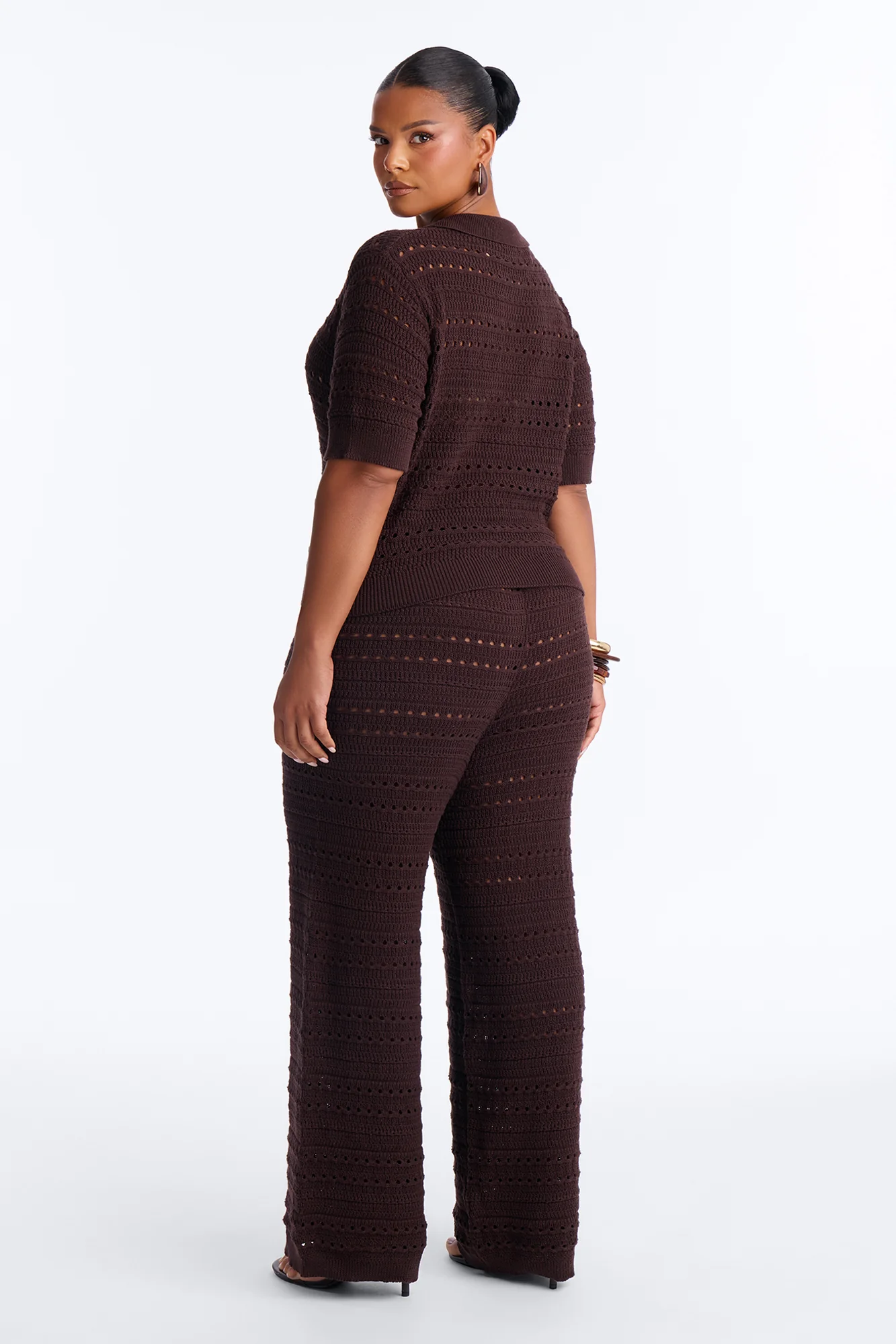 Riley Polo Crochet Pant Set - Chocolate - Image 7