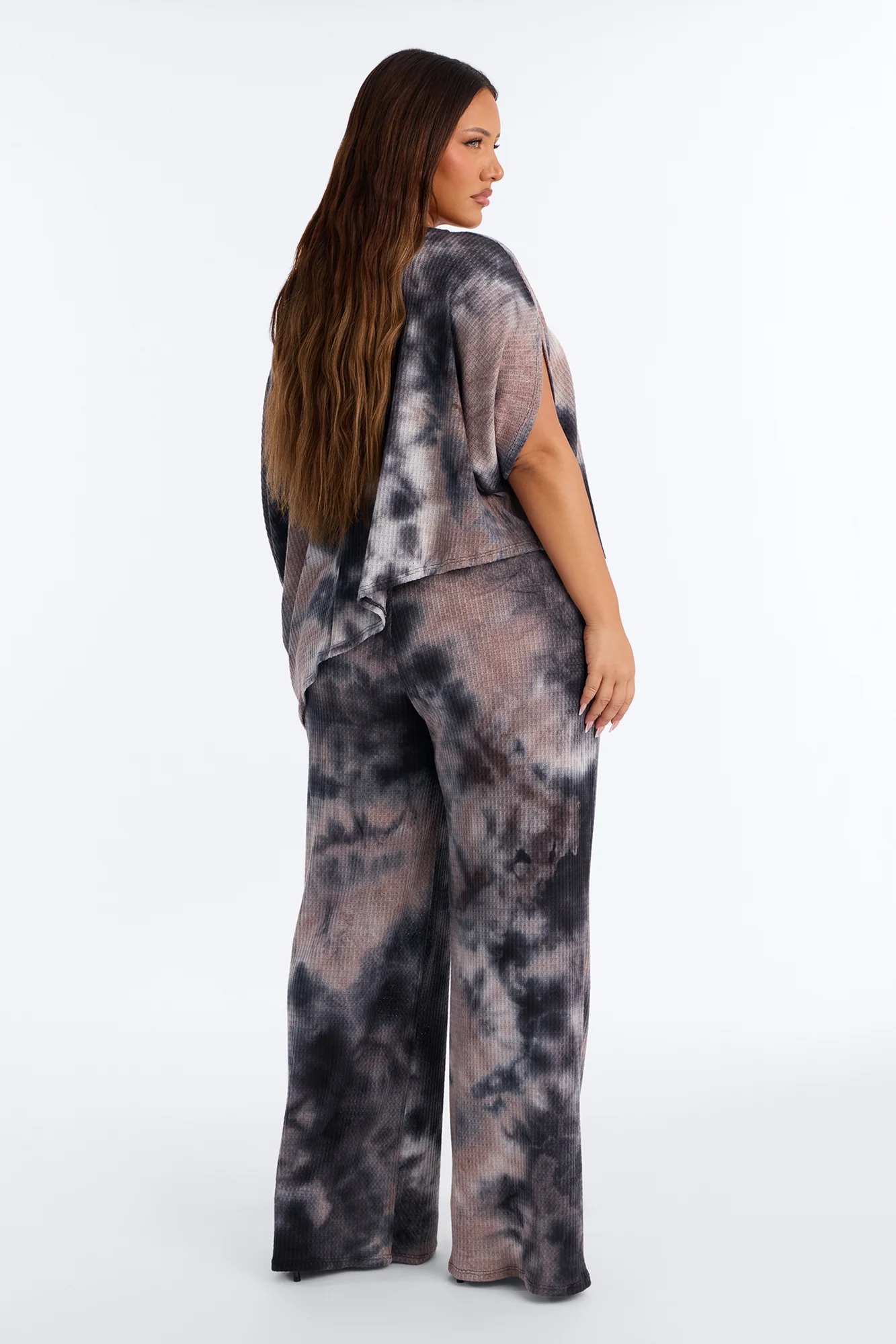 Riley Tie Dye Waffle Pant Set - Grey/combo - Image 8