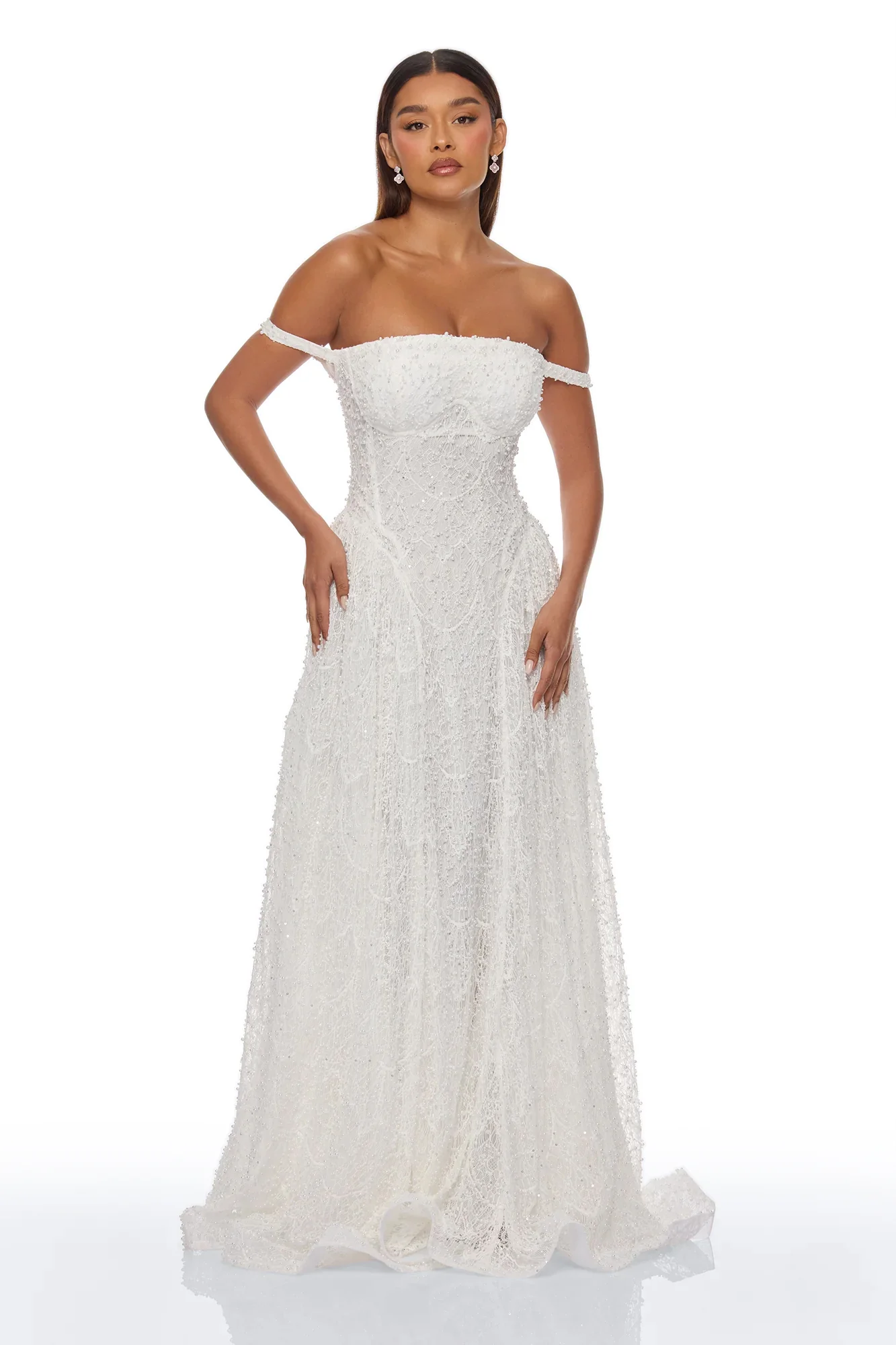 Ring On It Embellished Lace Gown - White - Image 2