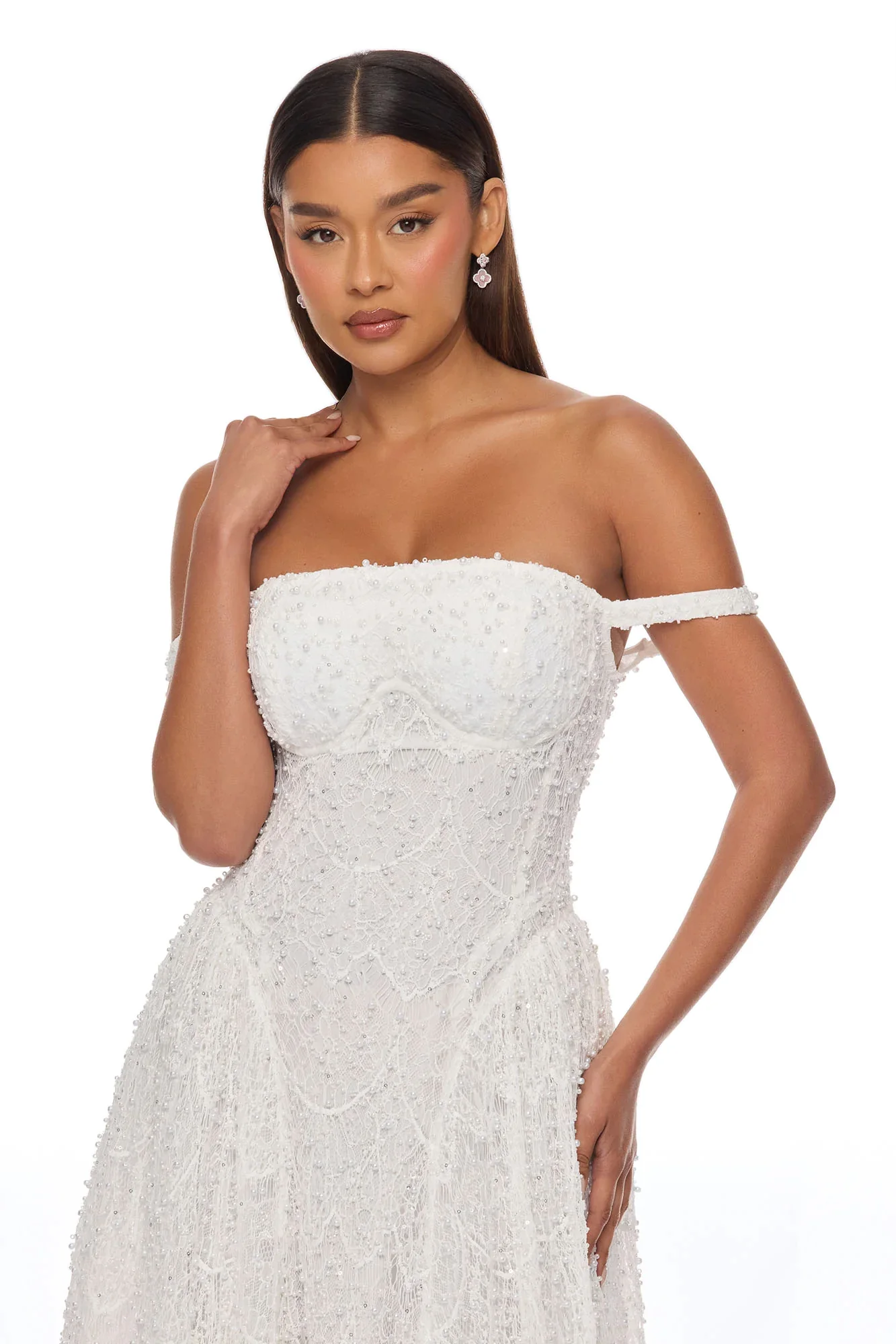 Ring On It Embellished Lace Gown - White - Image 3