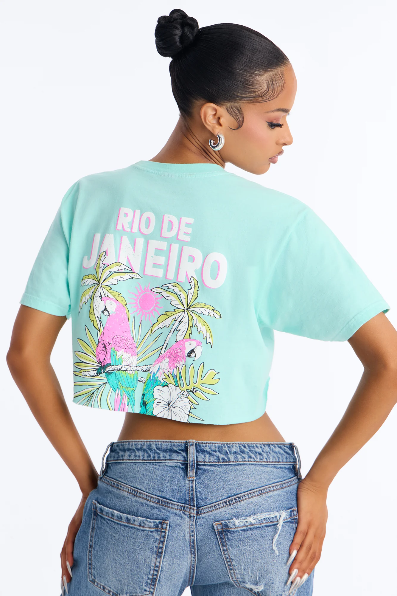 Rio De Janeiro Ultra Cropped Tee - Aqua - Image 3