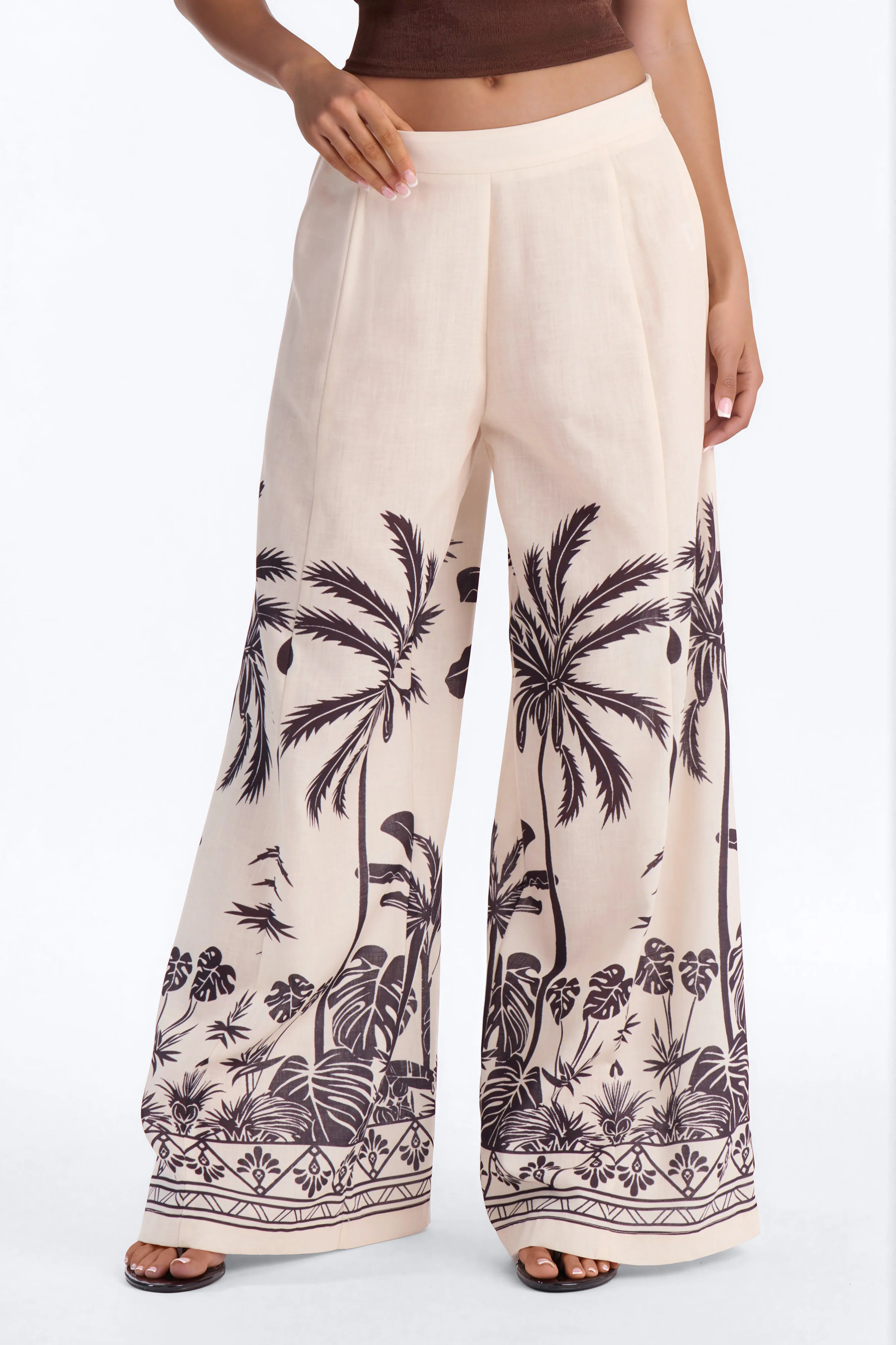 Rio High Rise Wide Leg Printed Pant - Ivory/combo - Image 2