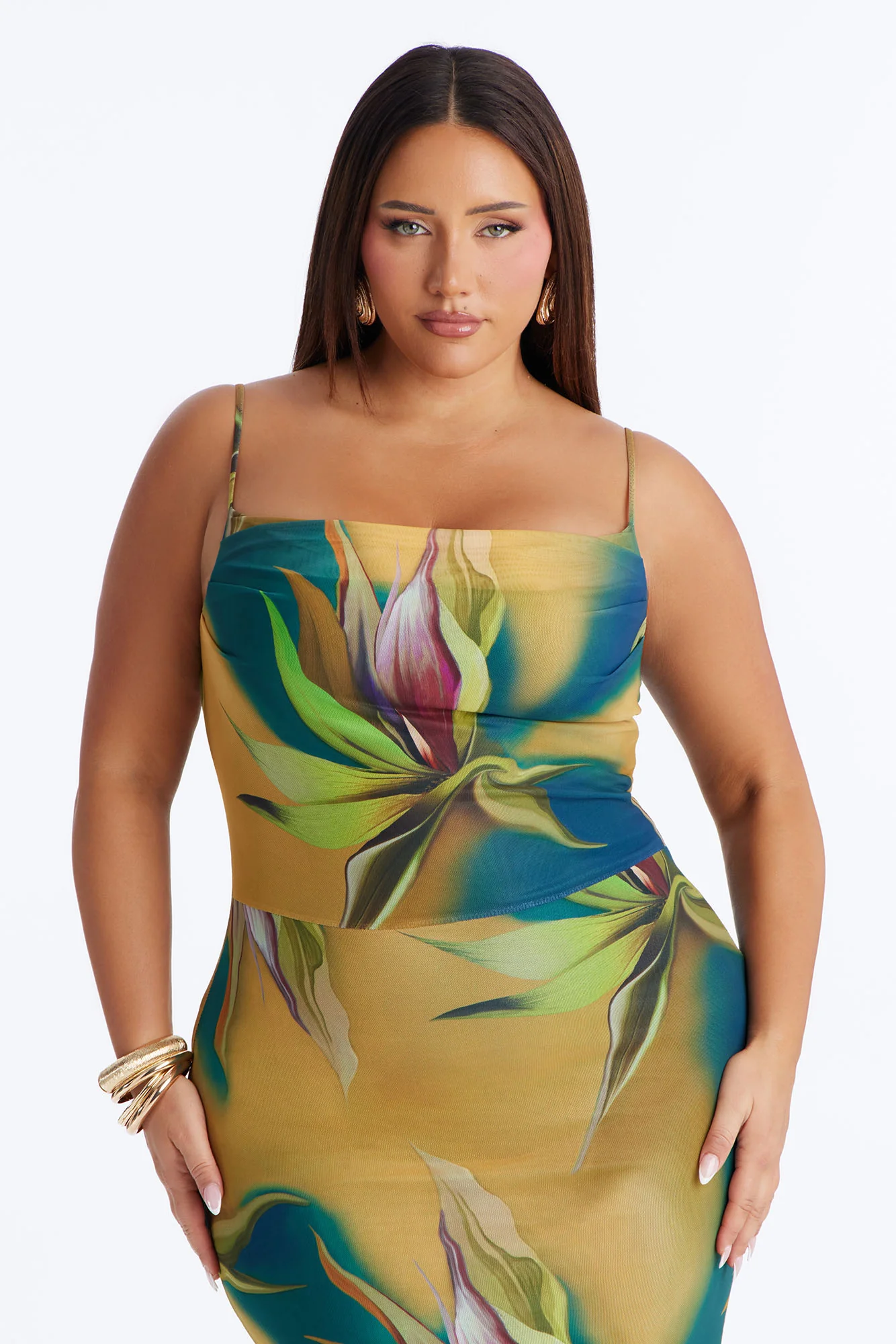 Rio Tropical Mesh Maxi Dress - Teal/combo - Image 7
