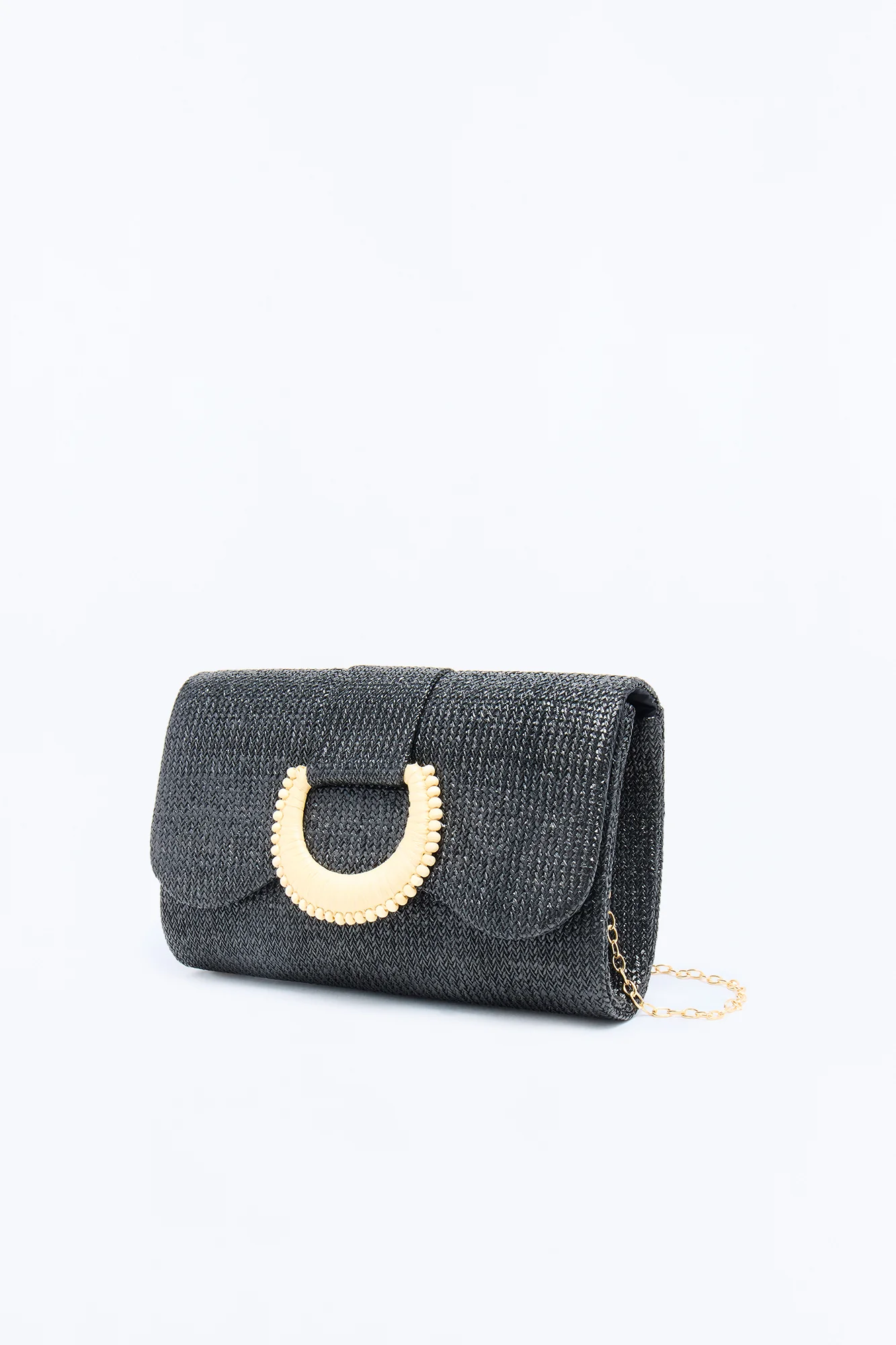 Riviera Maya Straw Clutch - Black - Image 5