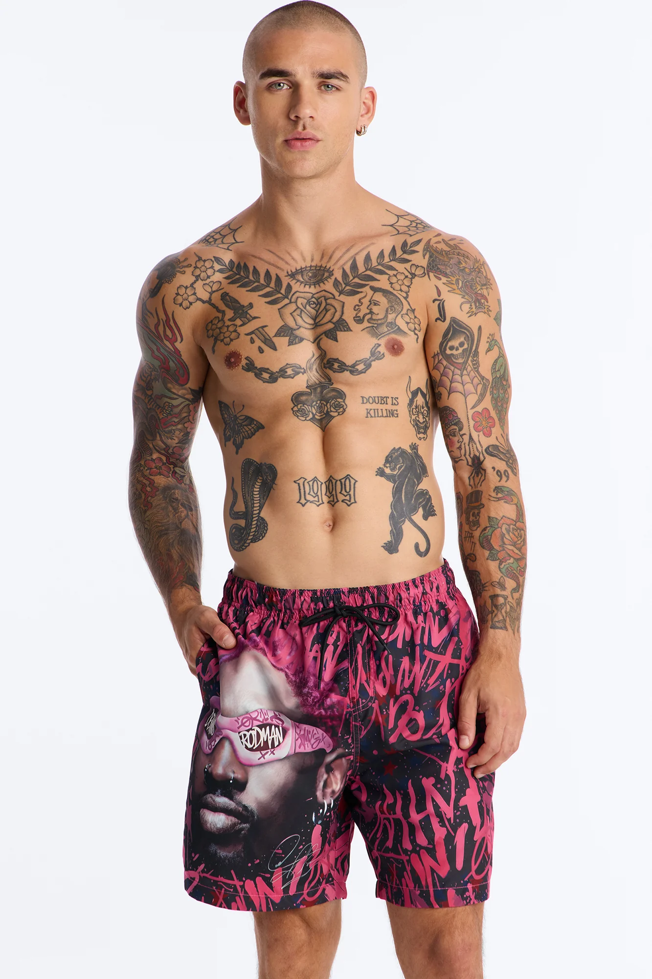 Rodman Poolside Swim Trunk 7″ - Pink/combo - Image 3