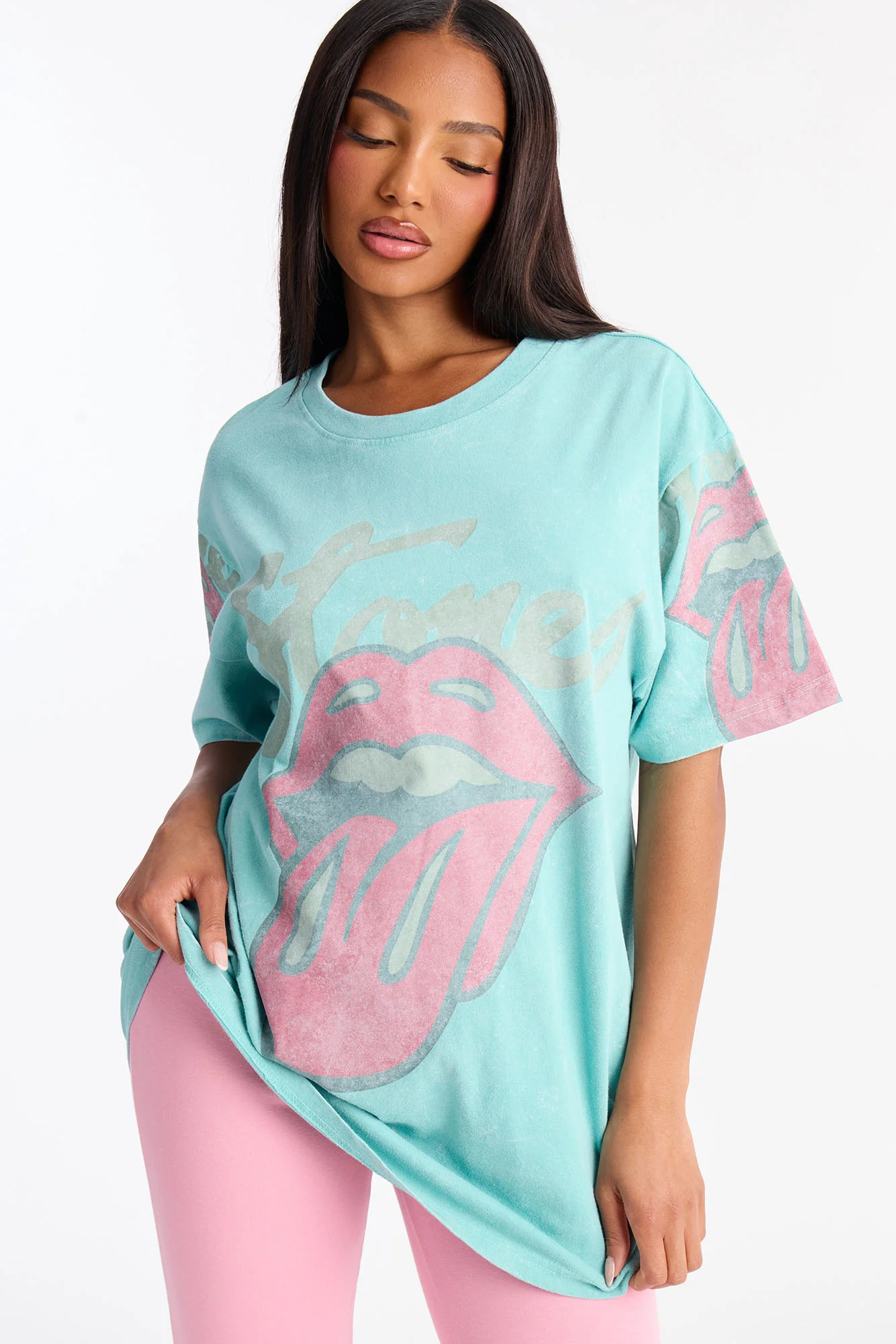 Rolling Stones Big Lips Washed Tee - Blue Wash