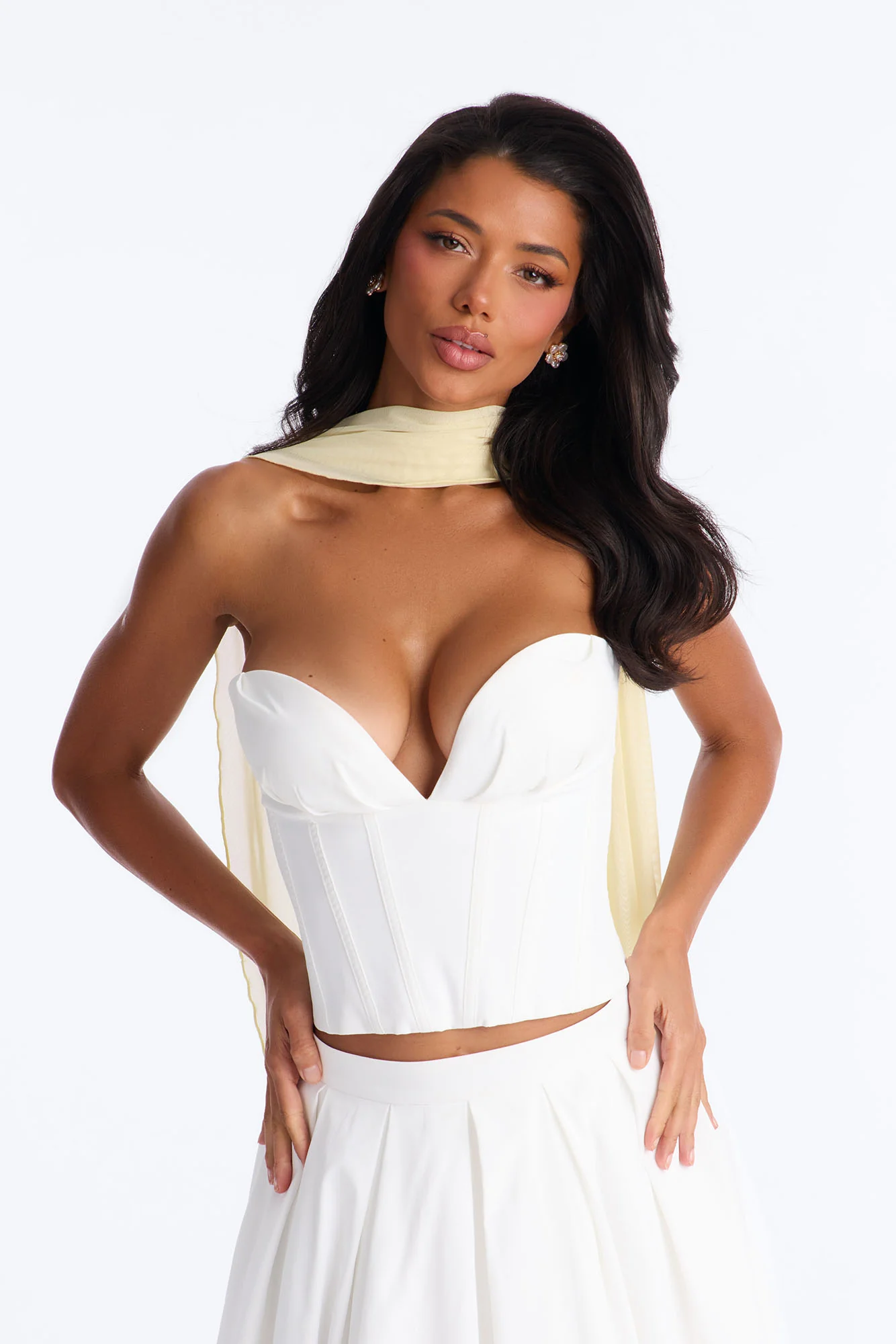 Romance Hour Corset Skirt Set - White - Image 3
