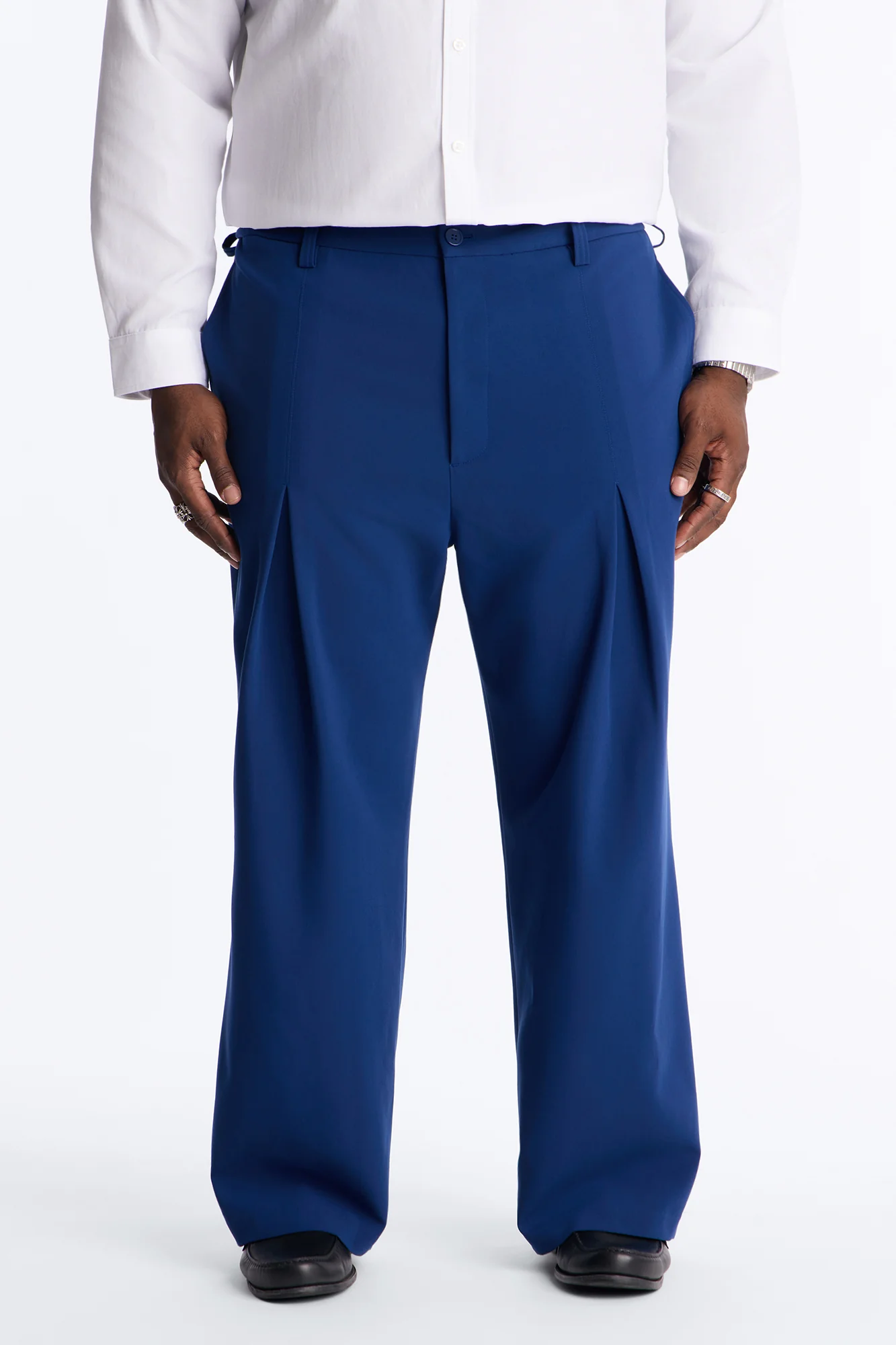 Ronan High Waisted Pleated Trousers - Navy - Image 5