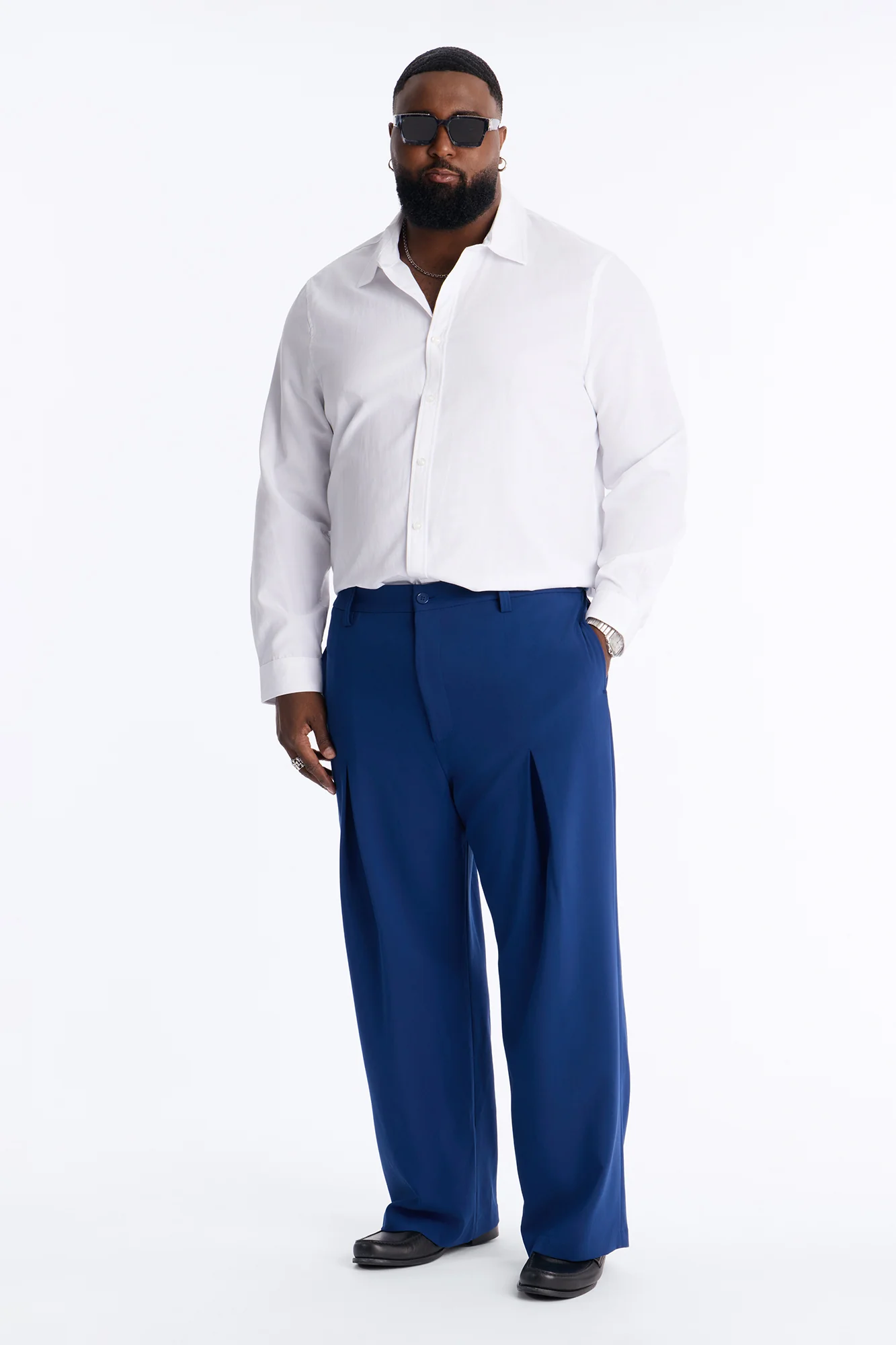 Ronan High Waisted Pleated Trousers - Navy - Image 6