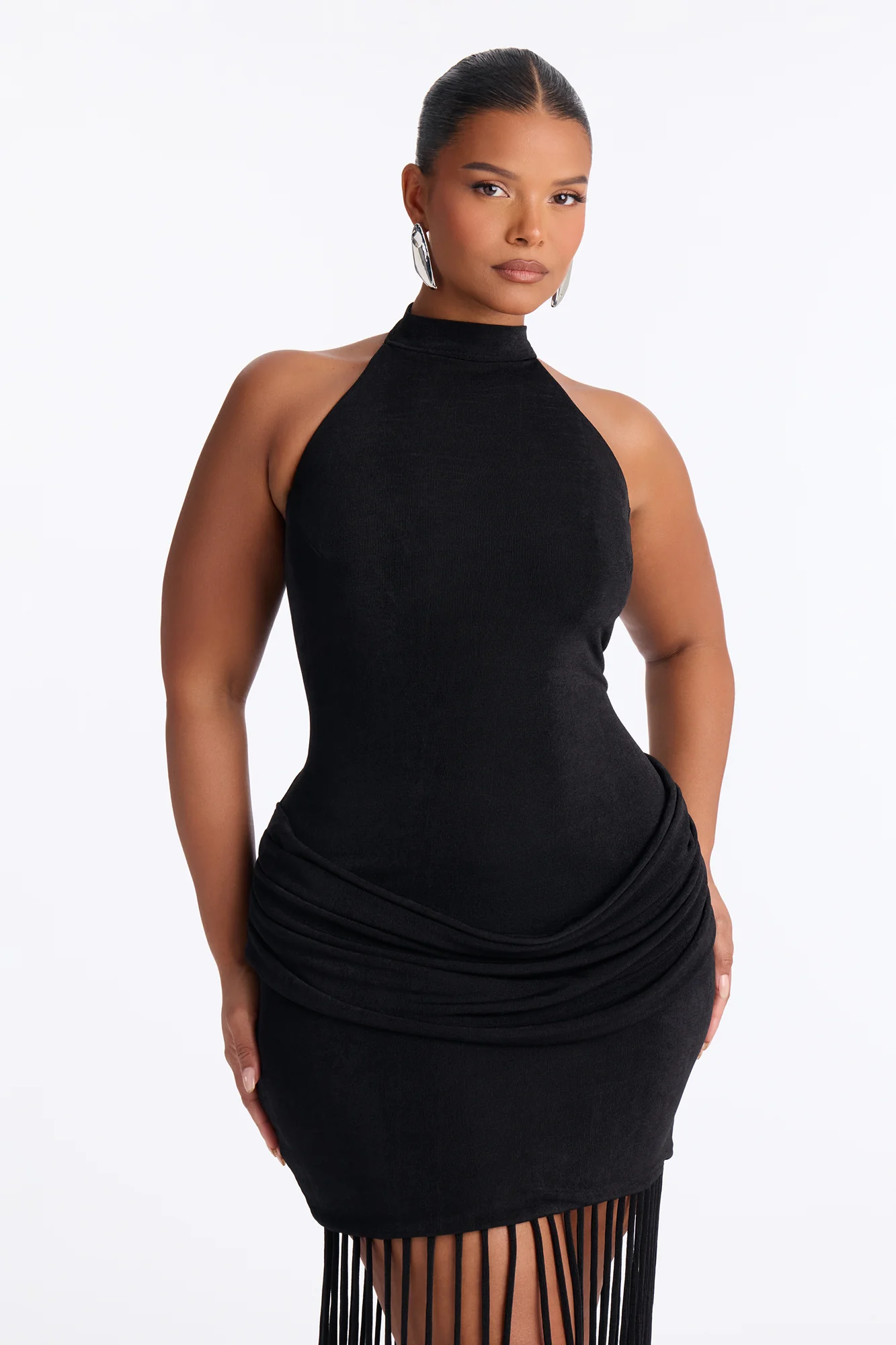 Rosalie Fringe Trim Maxi Dress - Black - Image 5
