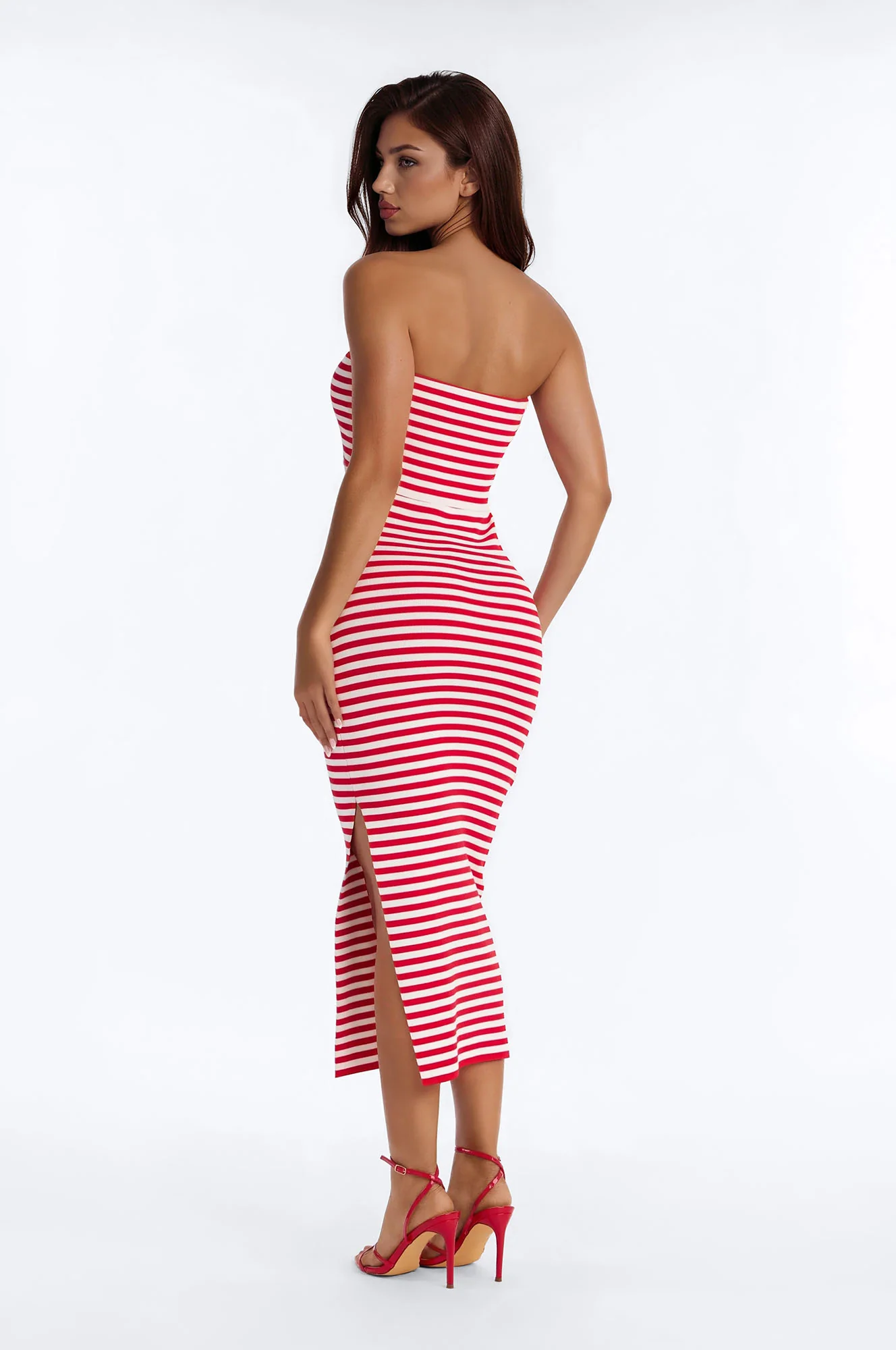 Roslin Striped Knit Midi Dress - Red/combo - Image 4