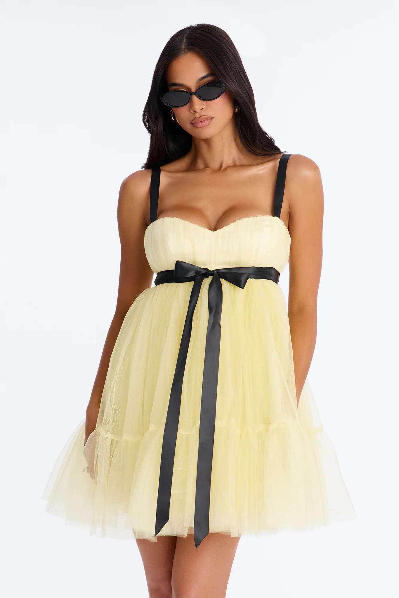 Rosy Girl Tulle Babydoll Mini Dress - Yellow - Image 2