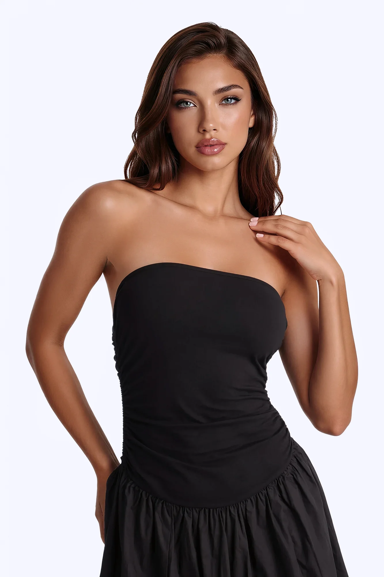Rowin Bubble Midi Dress - Black - Image 2