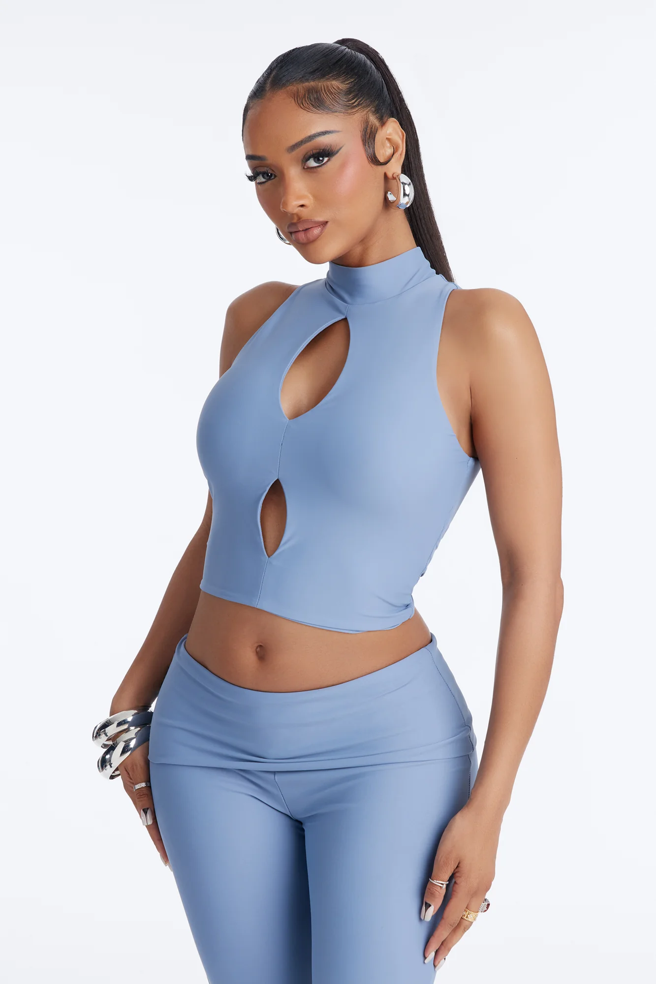 Roxy Form Double Lined Capri Pant Set - Dusty Blue - Image 2