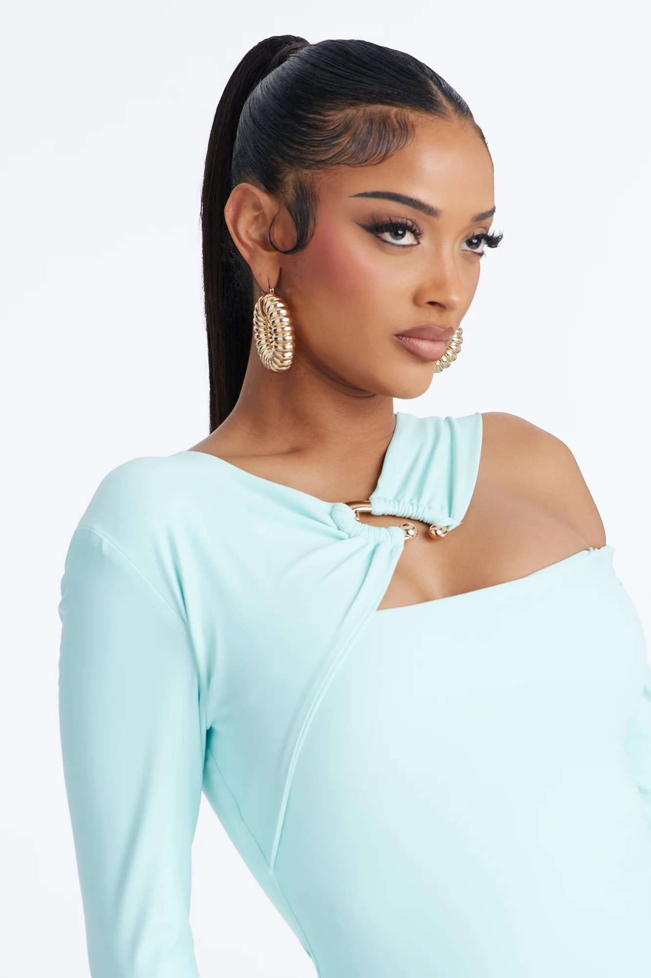 Roxy Form Double Lined Long Sleeve Mini Dress - Mint - Image 3