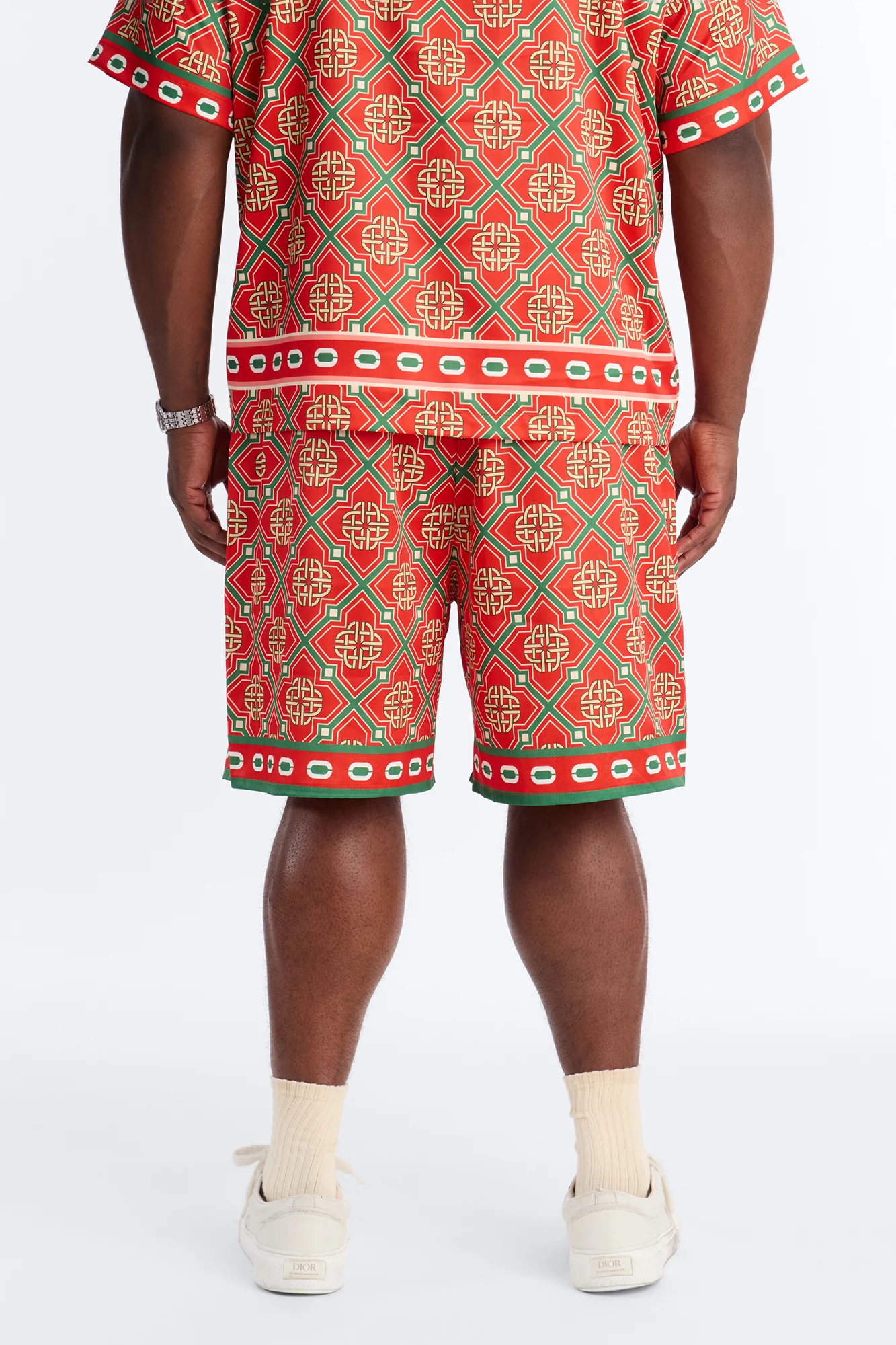 Royal Geometric Relaxed Short - Red/combo - Image 7