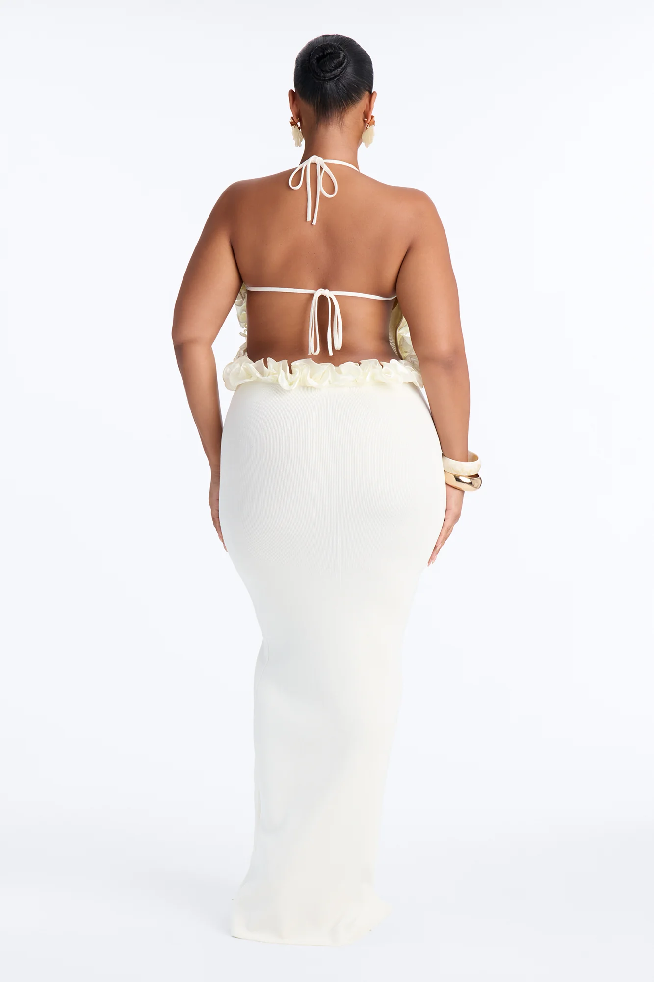 Runaway Ruffle Sweater Maxi Dress - Cream - Image 8