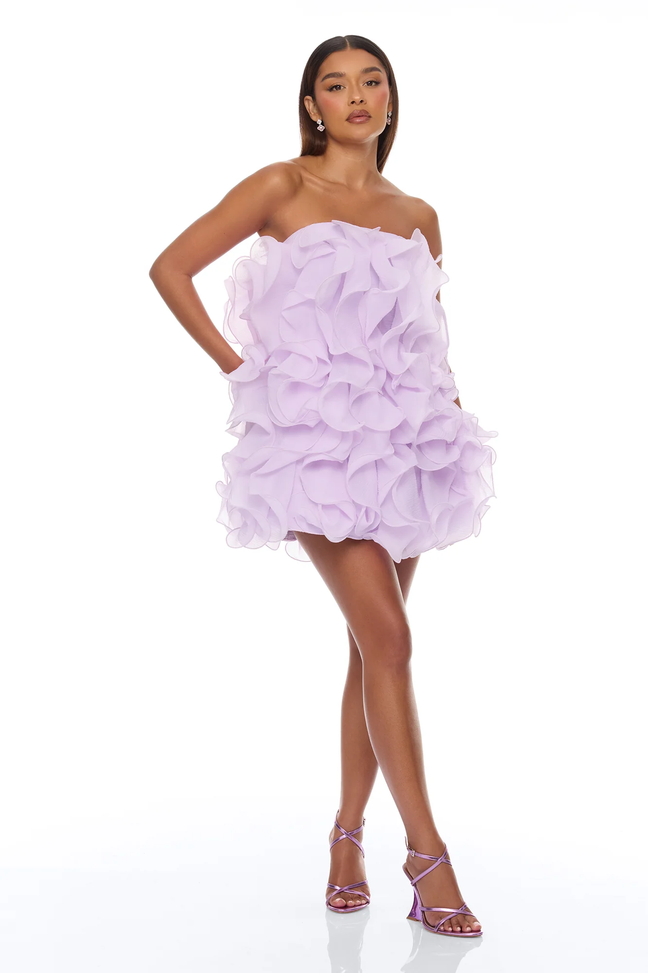 Runway Moment Ruffle Mini Dress - Lavender