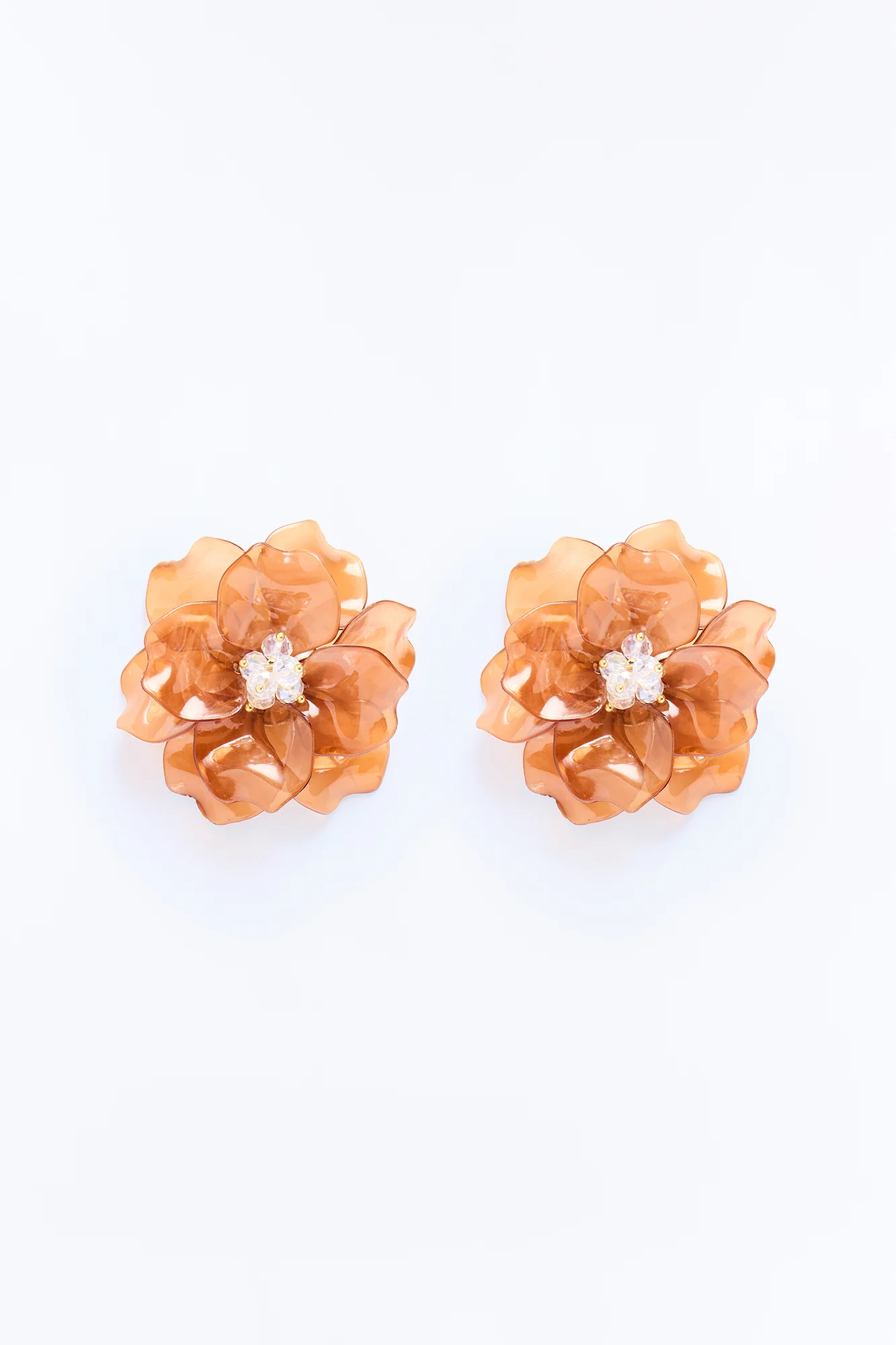 Rustic Blossom Stud Earrings - Brown/combo - Image 3