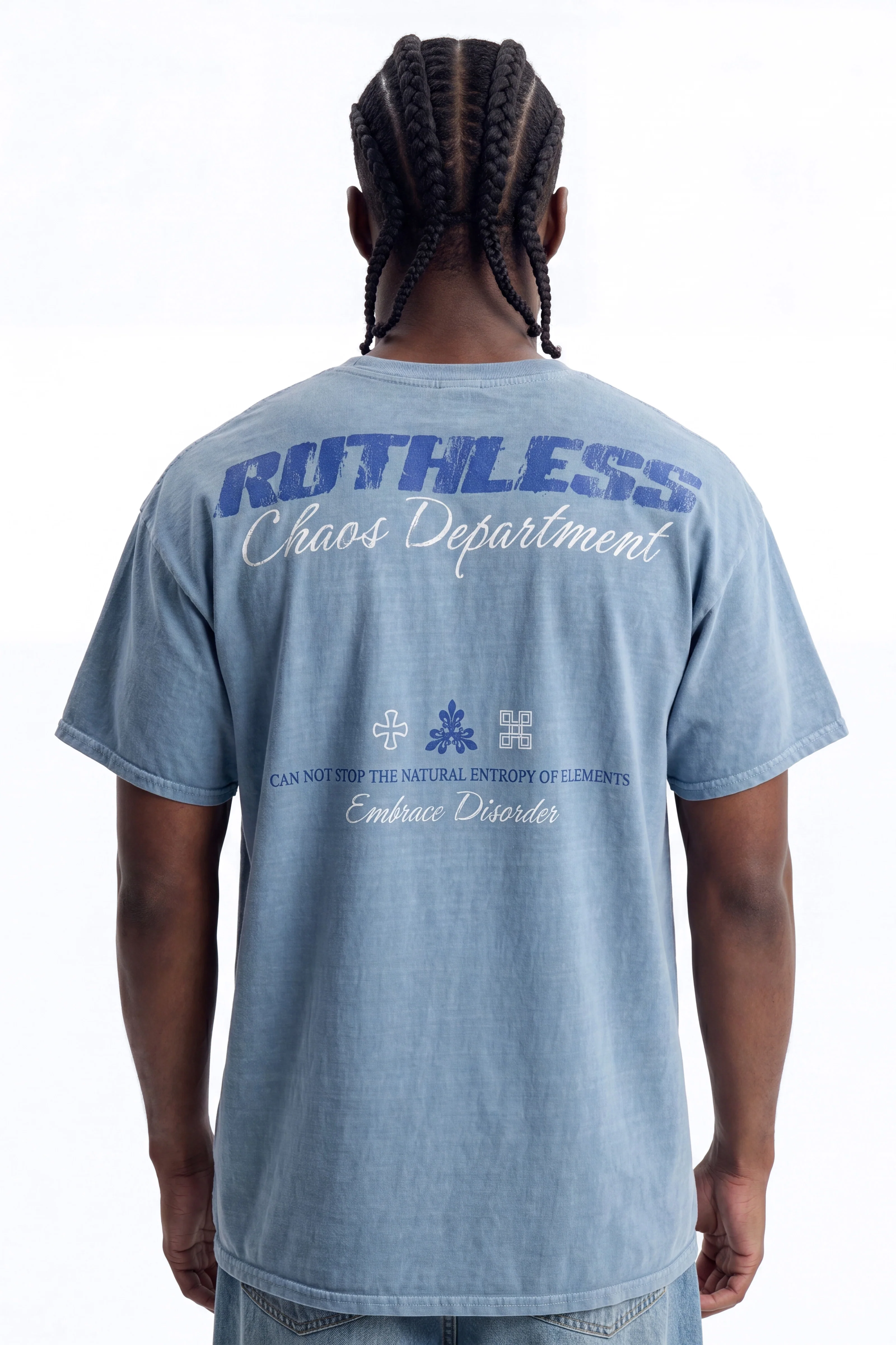 Ruthless Chaos Oversized Washed Short Sleeve Tee - Indigo