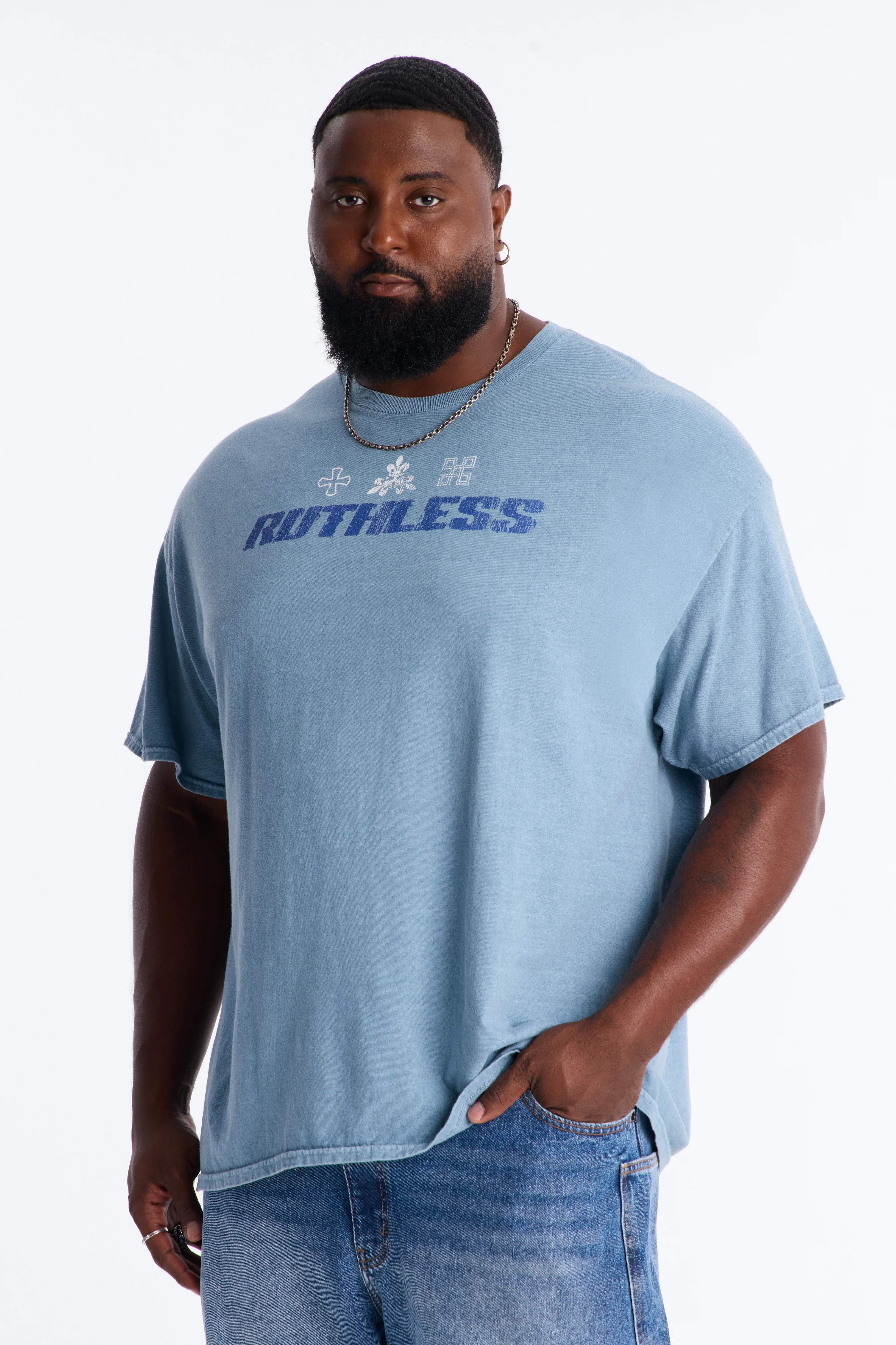 Ruthless Chaos Oversized Washed Short Sleeve Tee - Indigo - Image 5