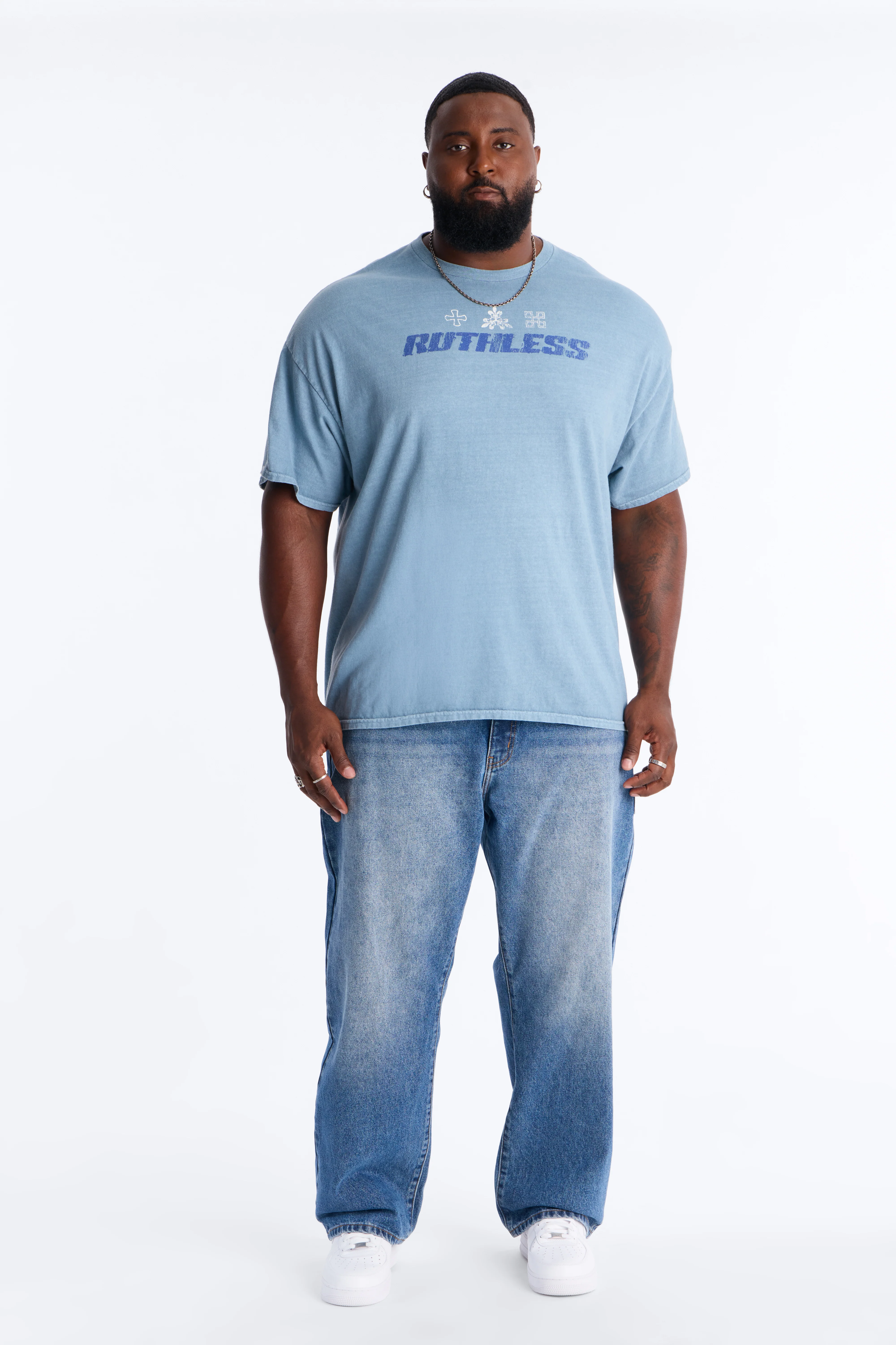 Ruthless Chaos Oversized Washed Short Sleeve Tee - Indigo - Image 6