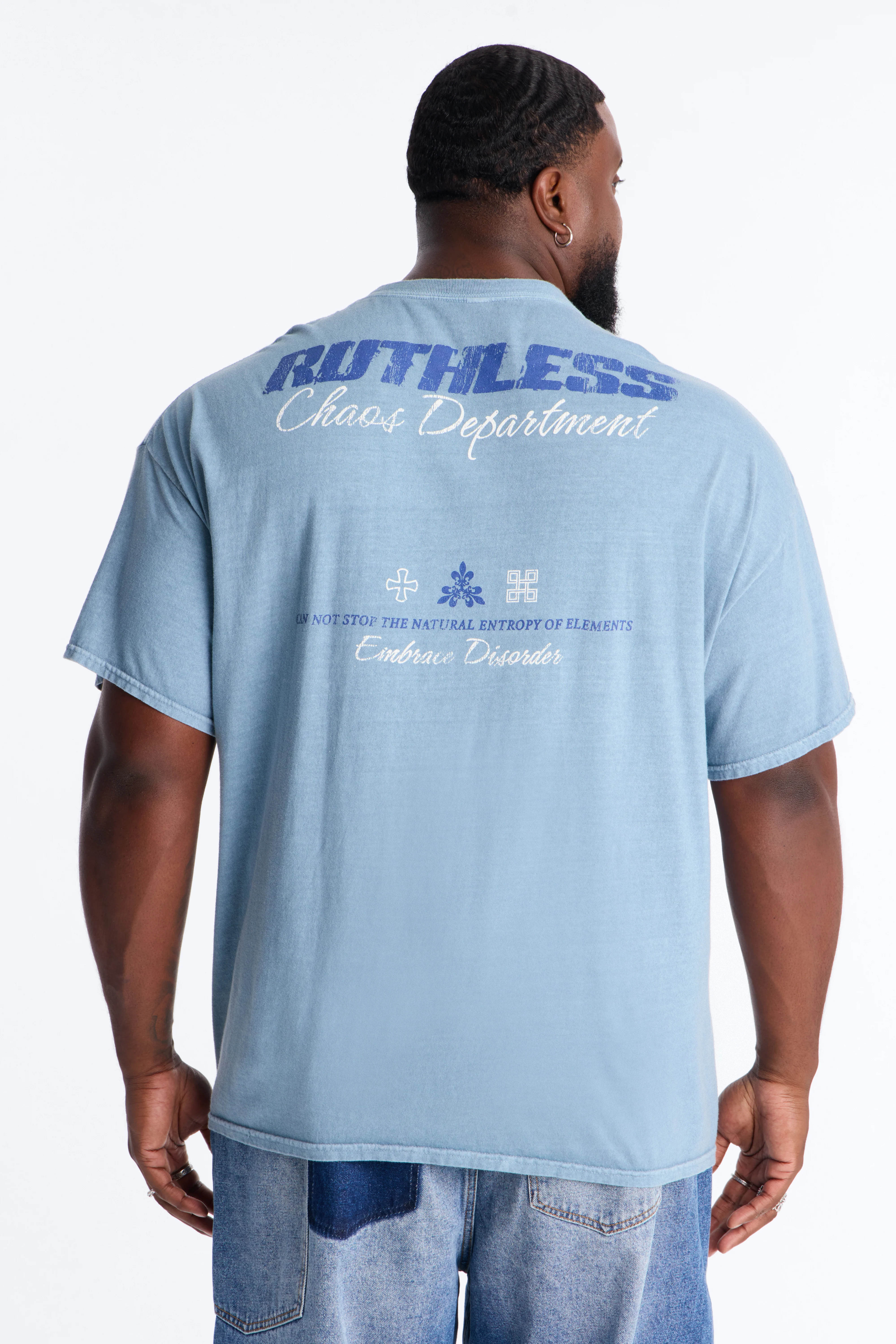 Ruthless Chaos Oversized Washed Short Sleeve Tee - Indigo - Image 7