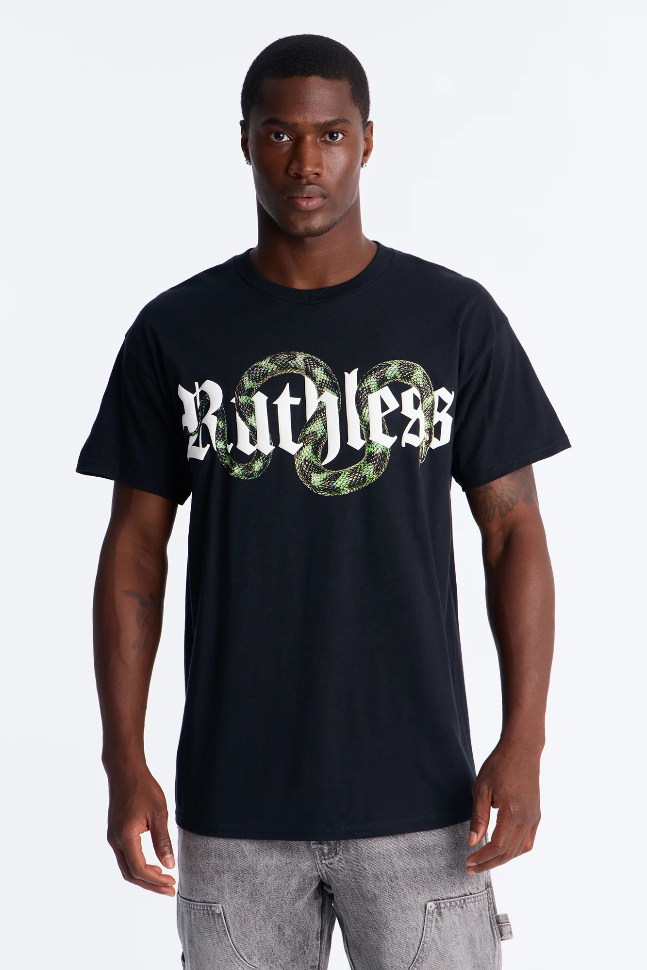 Ruthless Snake Oversized Short Sleeve Tee - Black