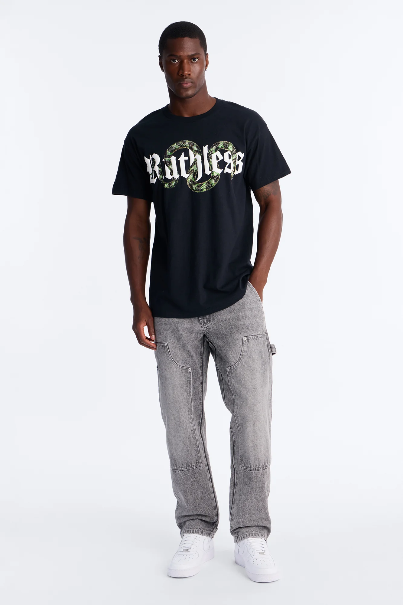 Ruthless Snake Oversized Short Sleeve Tee - Black - Image 2