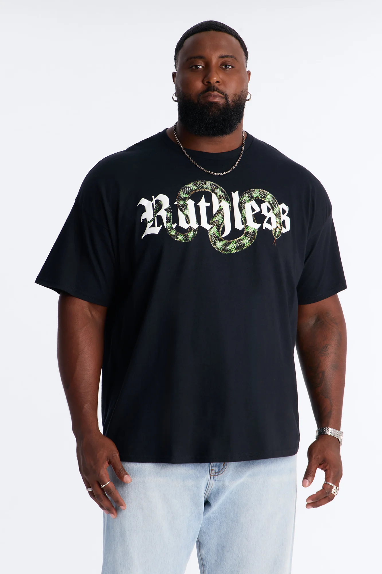 Ruthless Snake Oversized Short Sleeve Tee - Black - Image 4