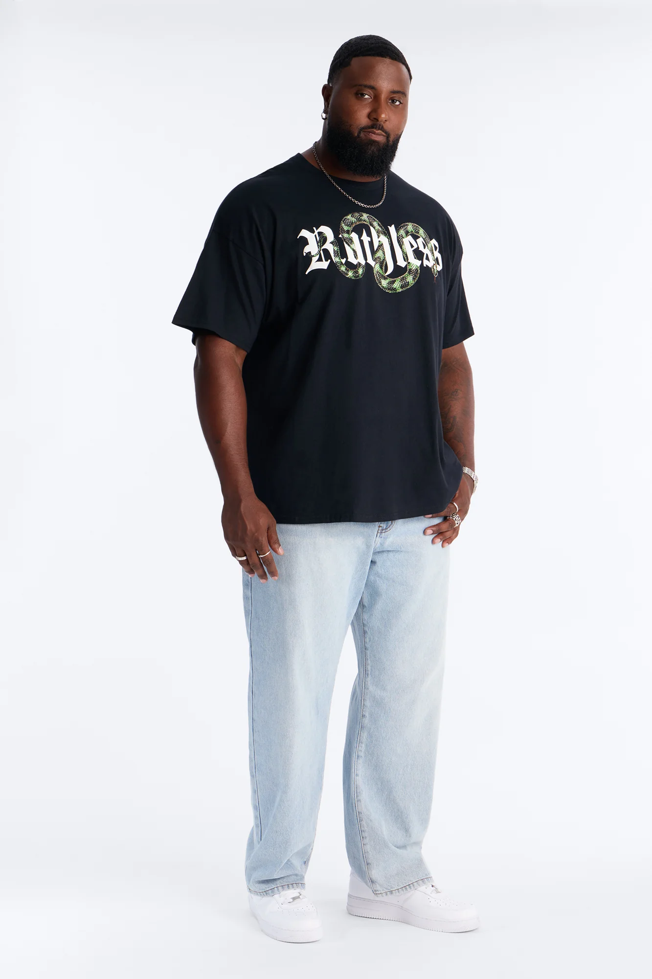 Ruthless Snake Oversized Short Sleeve Tee - Black - Image 5