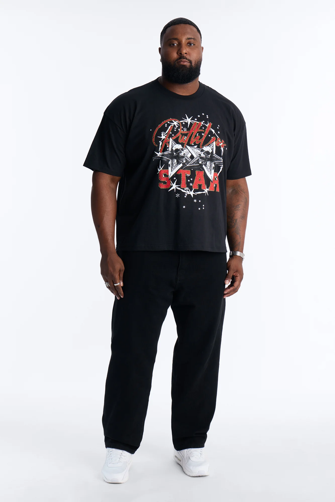 Ruthless Star Boxy Short Sleeve Tee - Black - Image 5