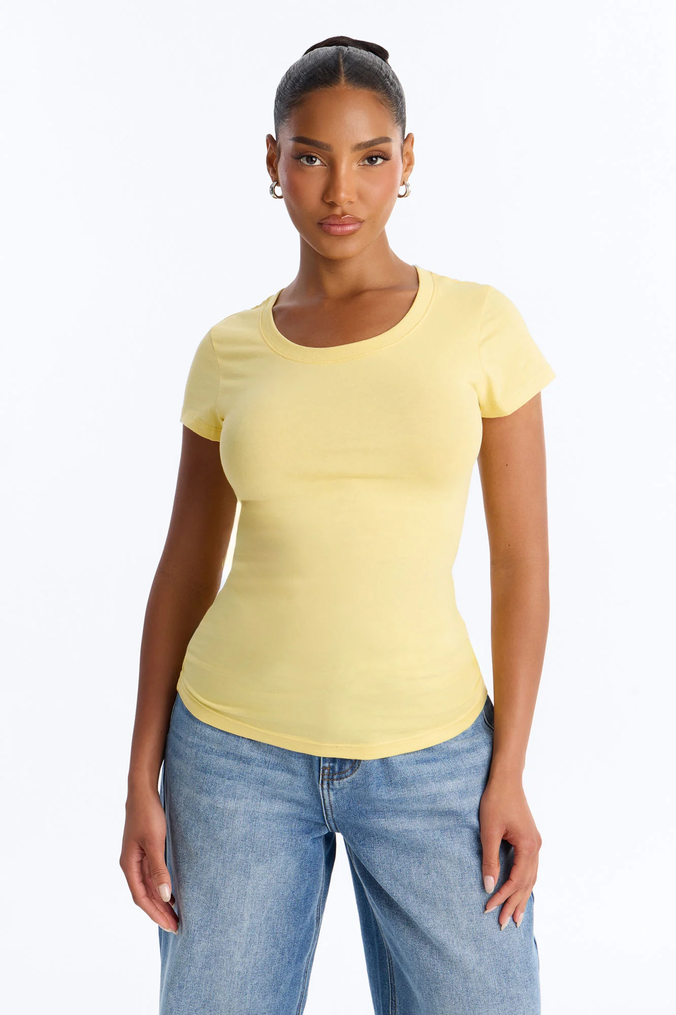 Sabrina Crew Neck Tee - Butter Yellow