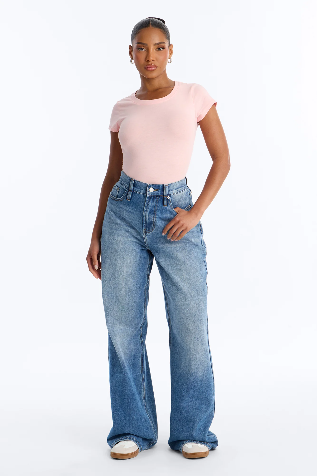 Sabrina Crew Neck Tee - Light Pink - Image 2