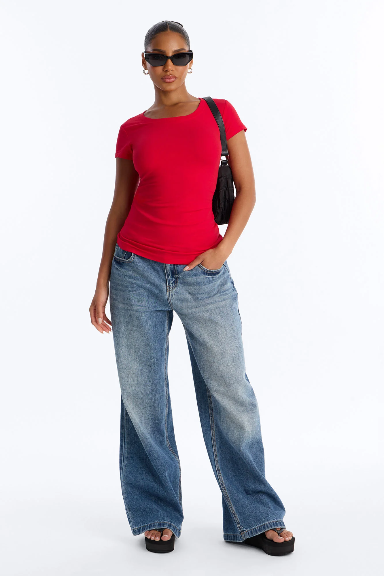 Sabrina Crew Neck Tee - Red - Image 2
