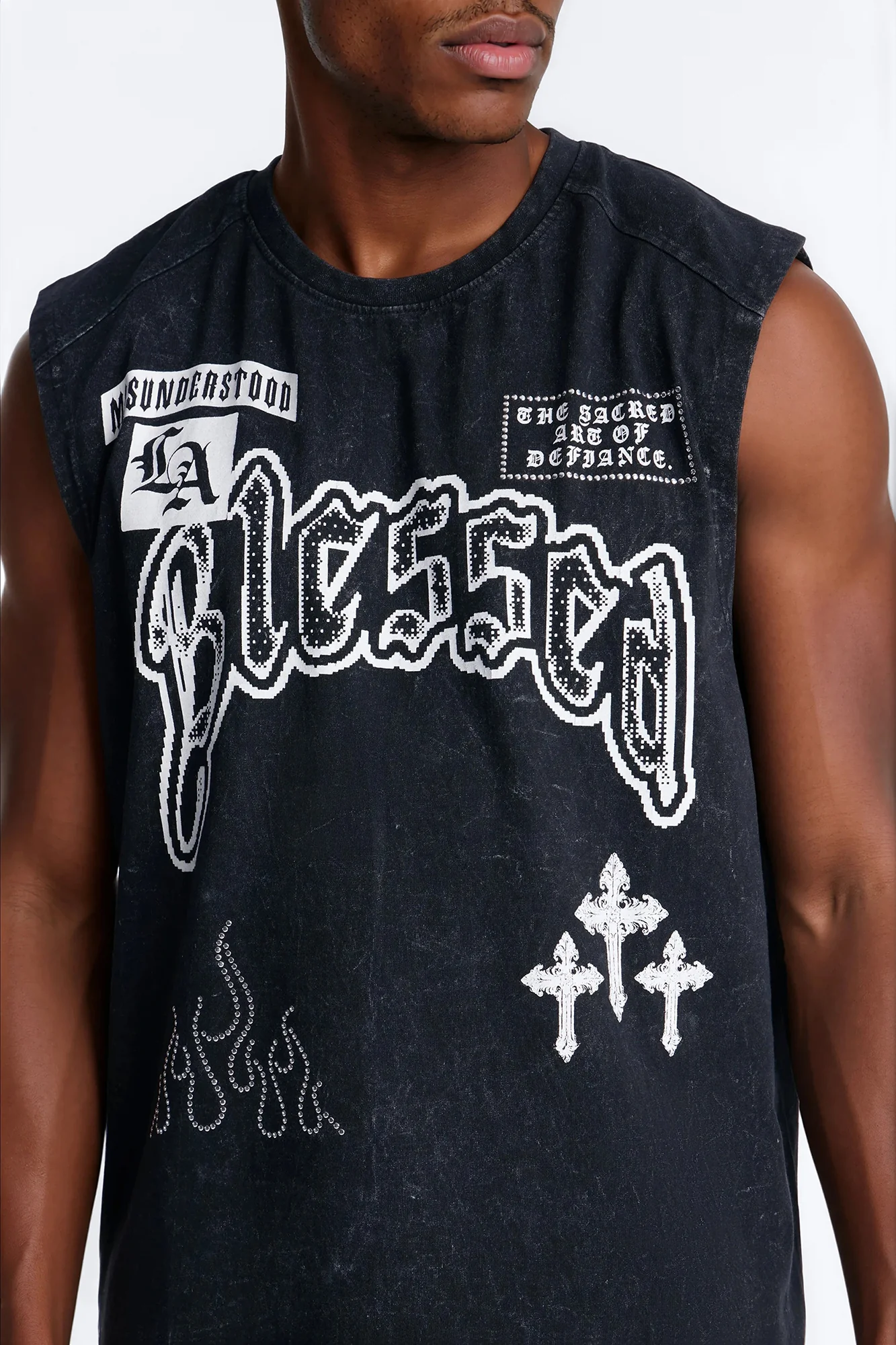 Sacred Blessed Washed Muscle Tee - Black - Image 3