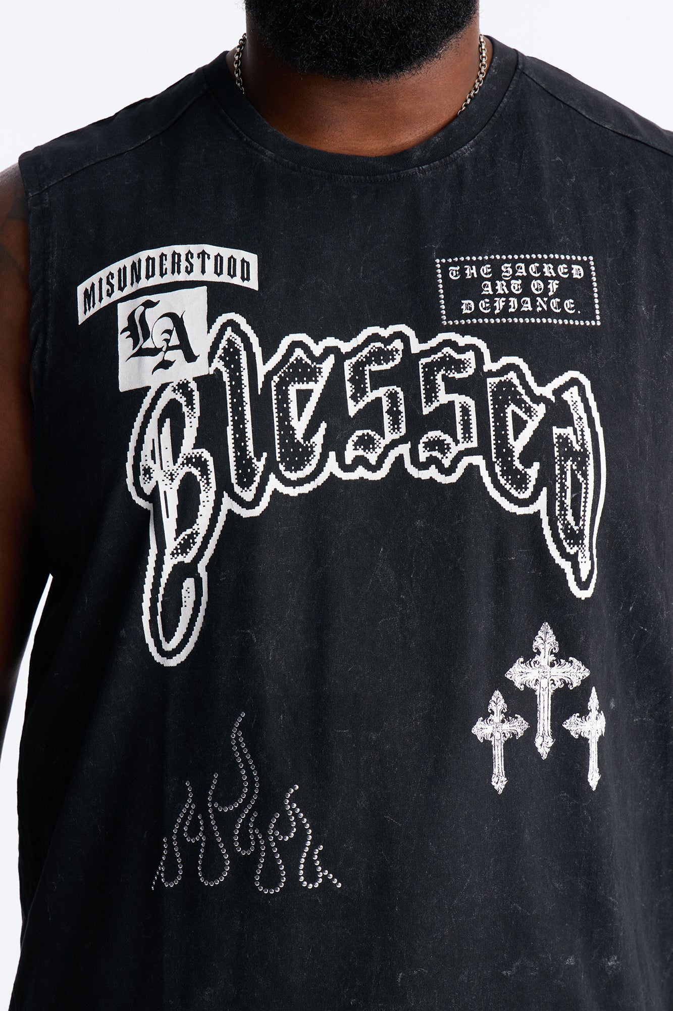 Sacred Blessed Washed Muscle Tee - Black - Image 7
