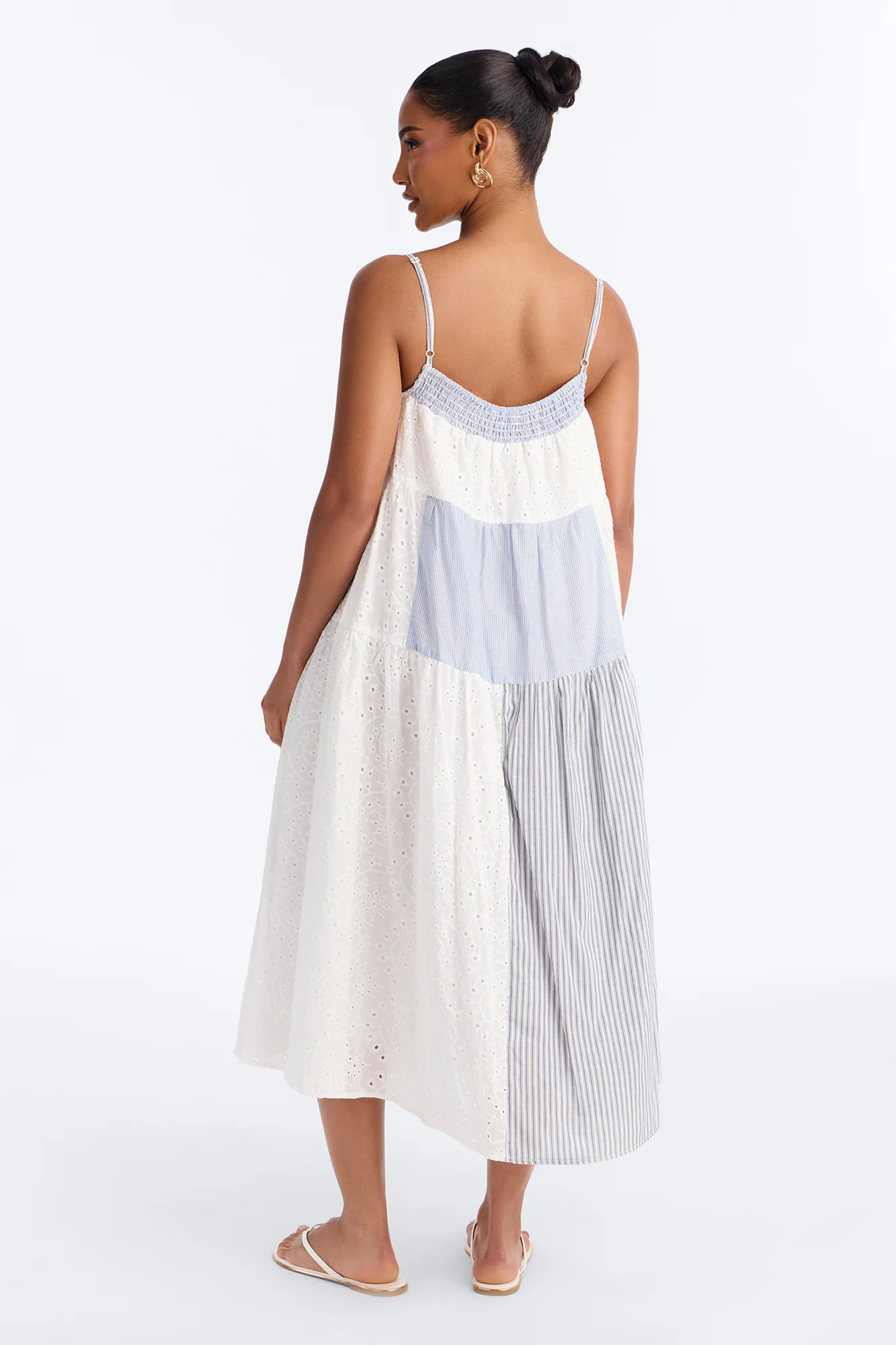 Sage Patchwork Midi Dress - Blue/combo - Image 4