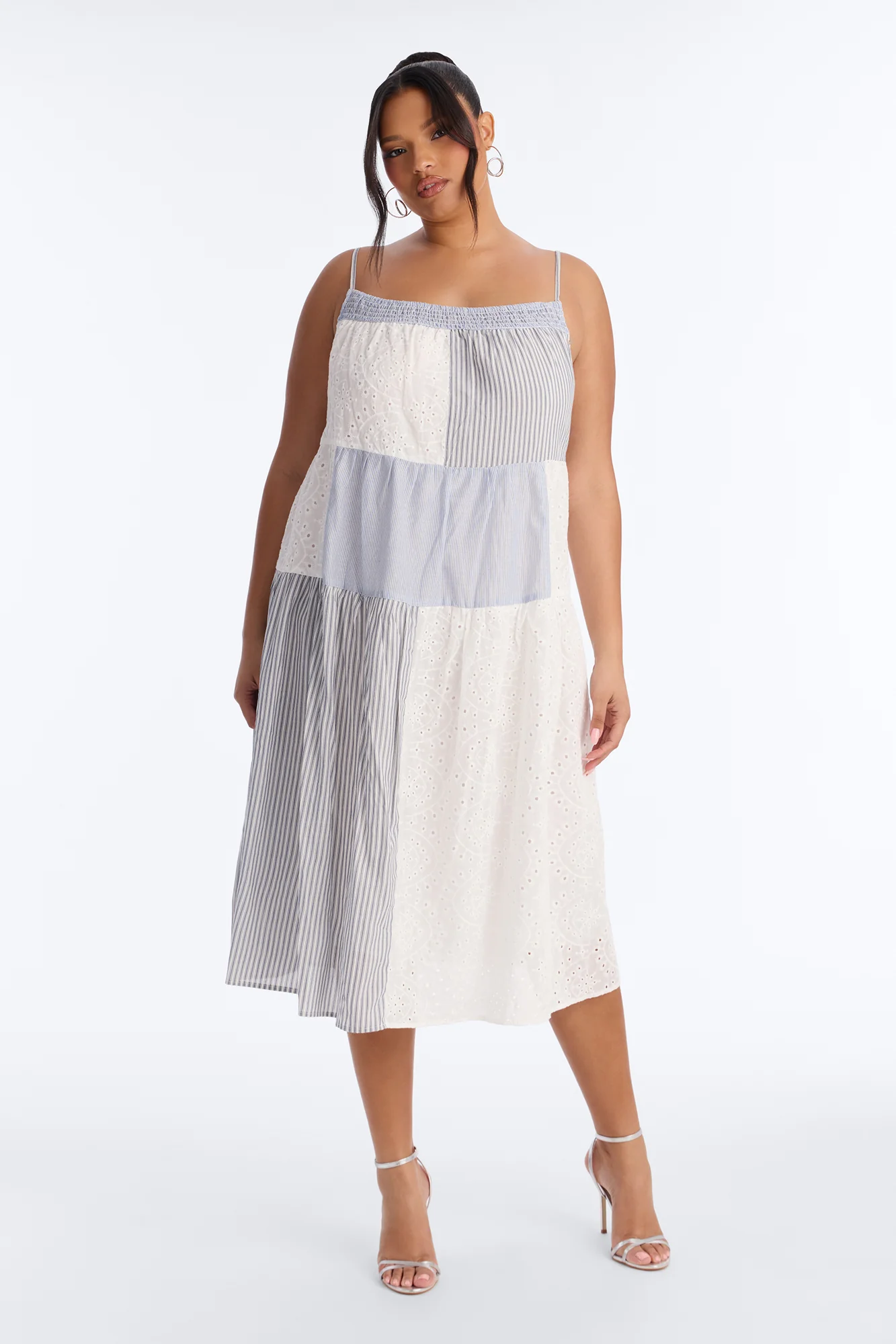 Sage Patchwork Midi Dress - Blue/combo - Image 5