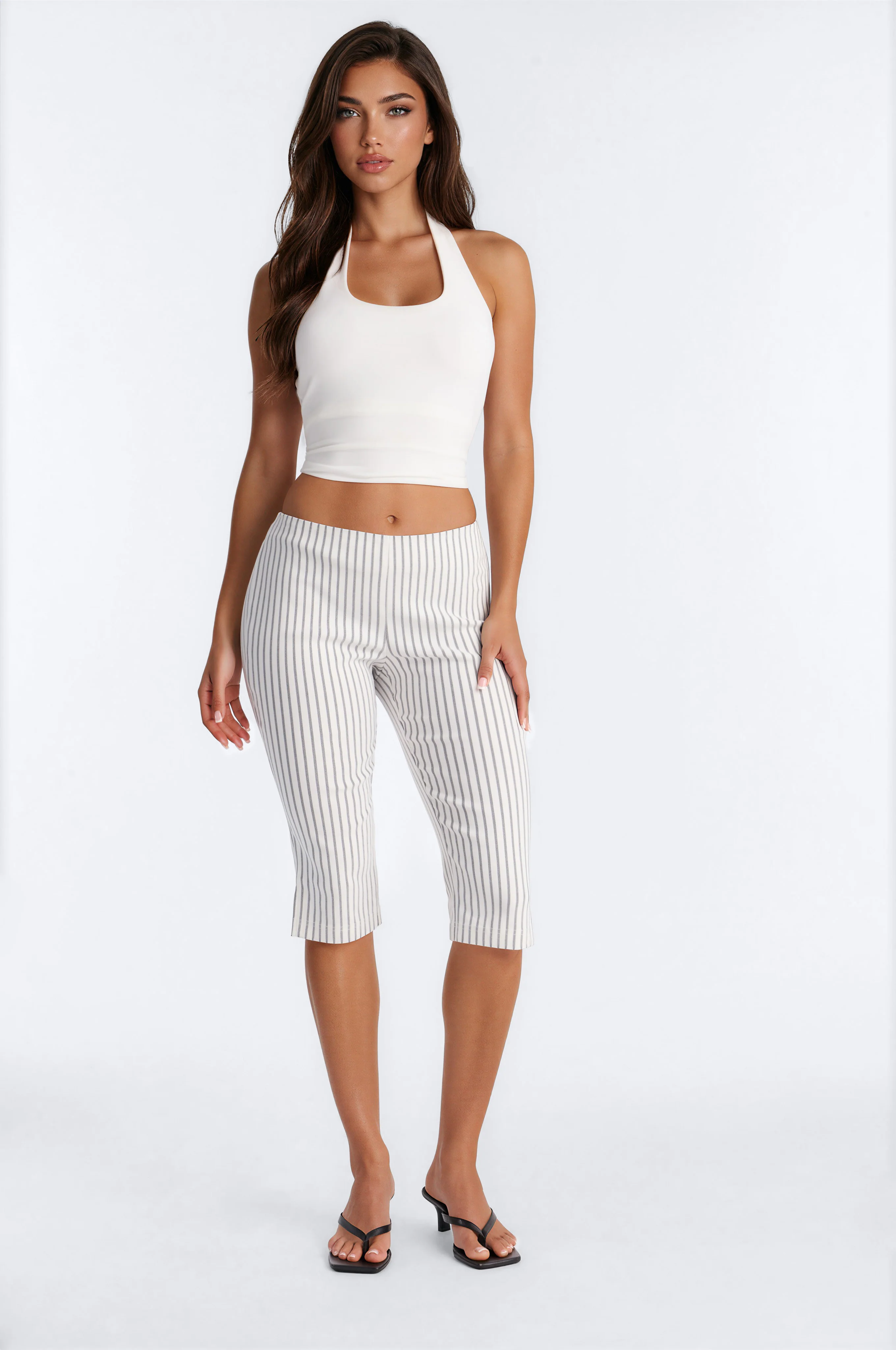 Sailor's Sweetheart Skinny Printed Capri Pant - White/combo